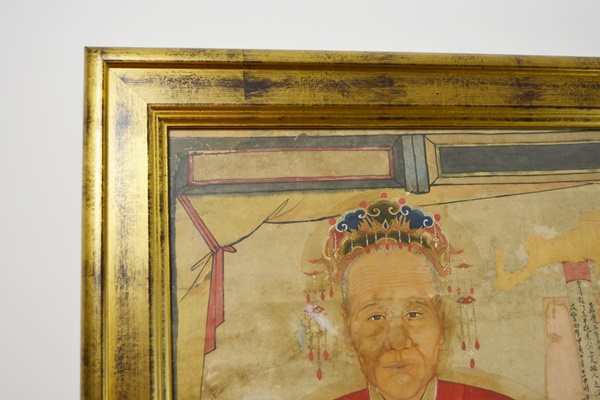 Large Chinese Ancestral Portrait Depicting Four Seated Elders