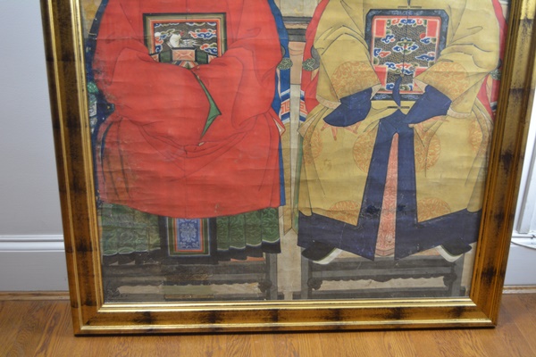 Large Chinese Ancestral Portrait Depicting Four Seated Elders