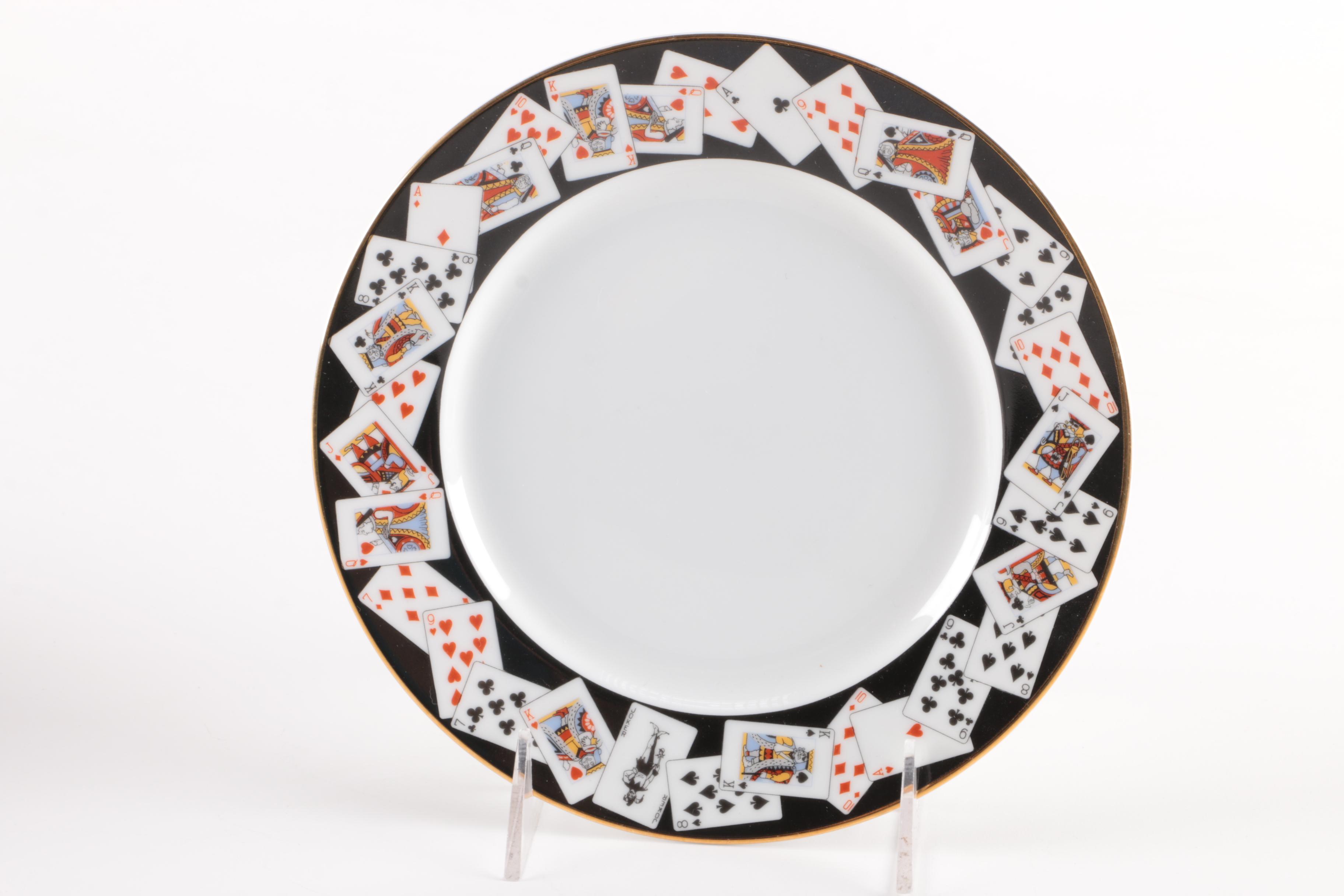 Tiffany & Co. Playing Card Coffee Mug, Saucer, and Plate Set