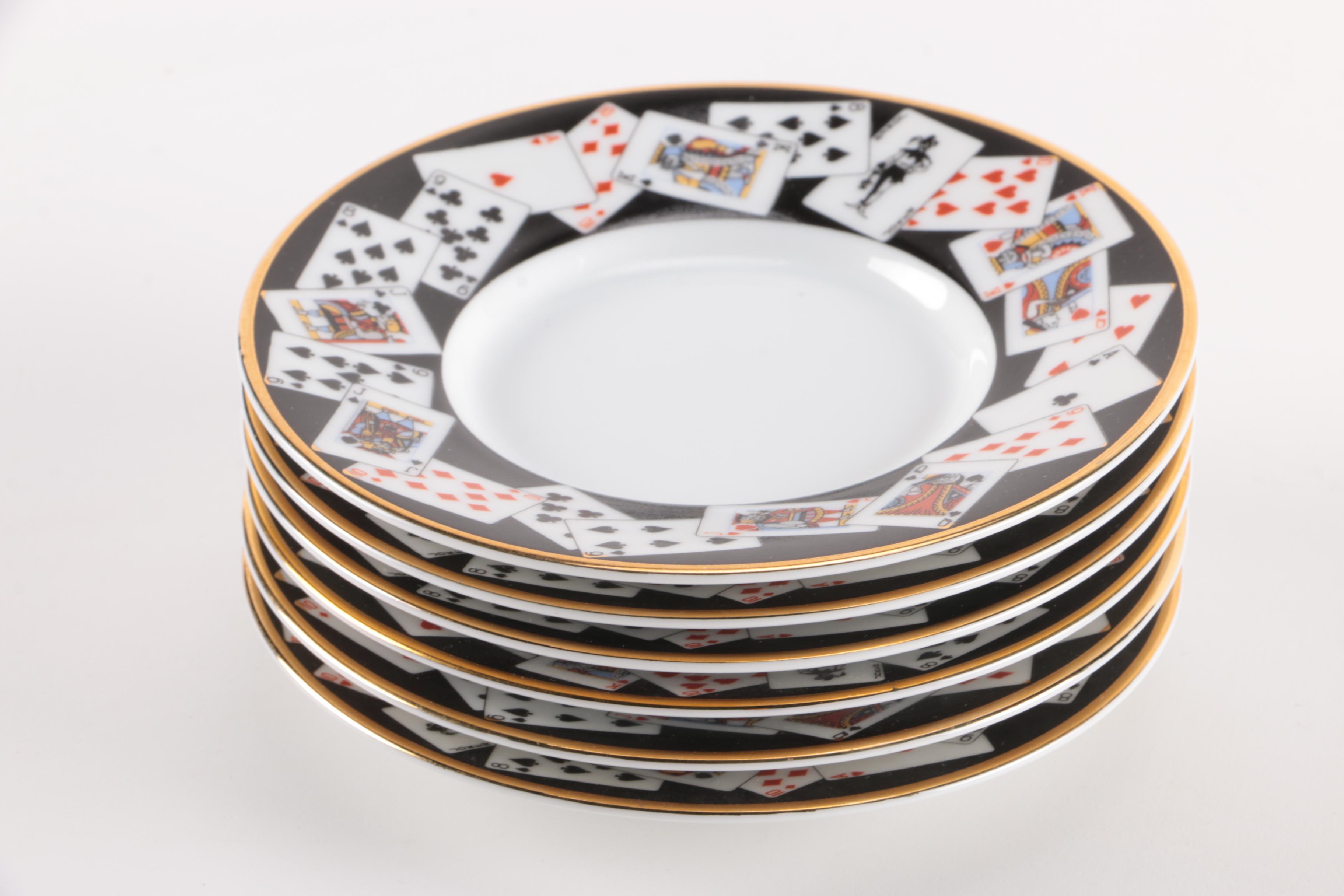 Tiffany & Co. Playing Card Coffee Mug, Saucer, and Plate Set