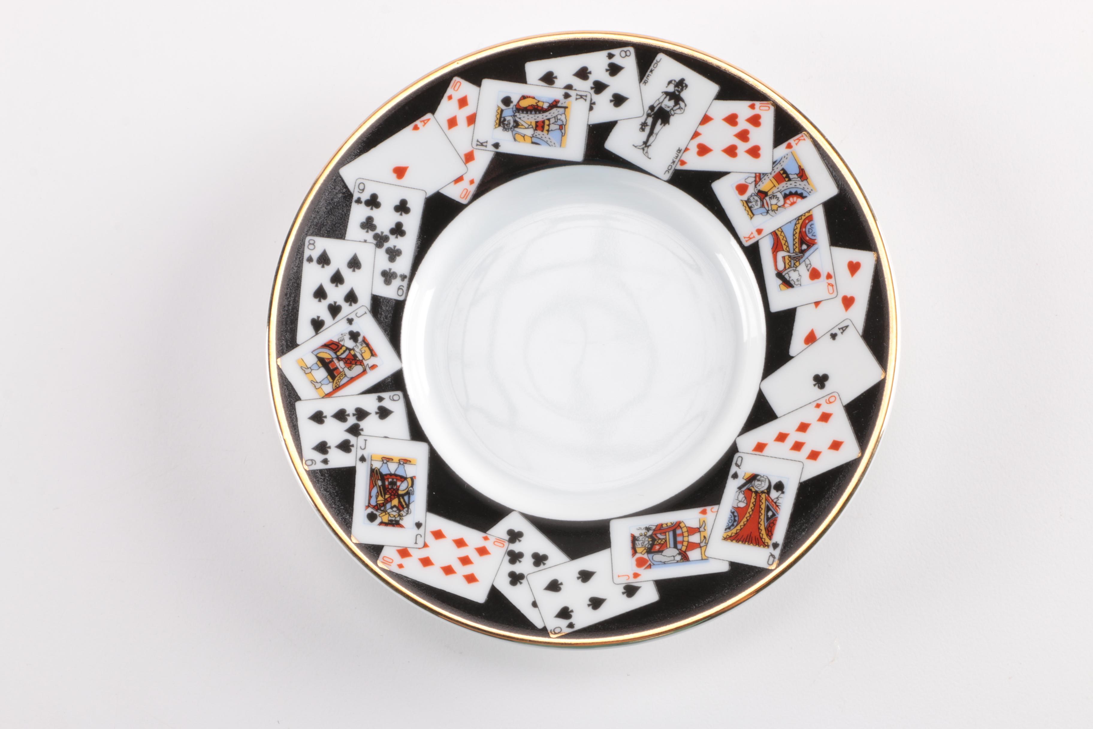 Tiffany & Co. Playing Card Coffee Mug, Saucer, and Plate Set