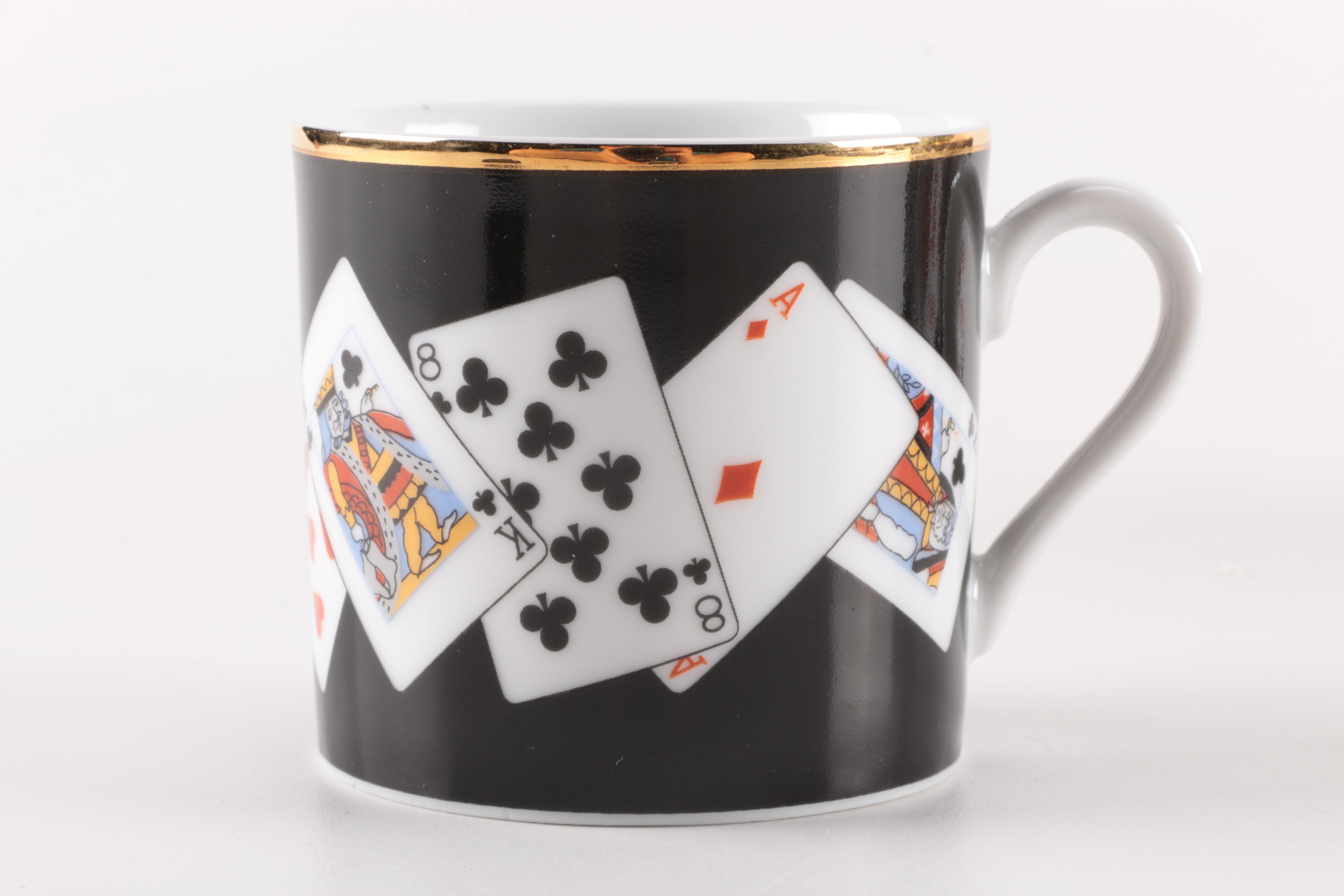 Tiffany & Co. Playing Card Coffee Mug, Saucer, and Plate Set