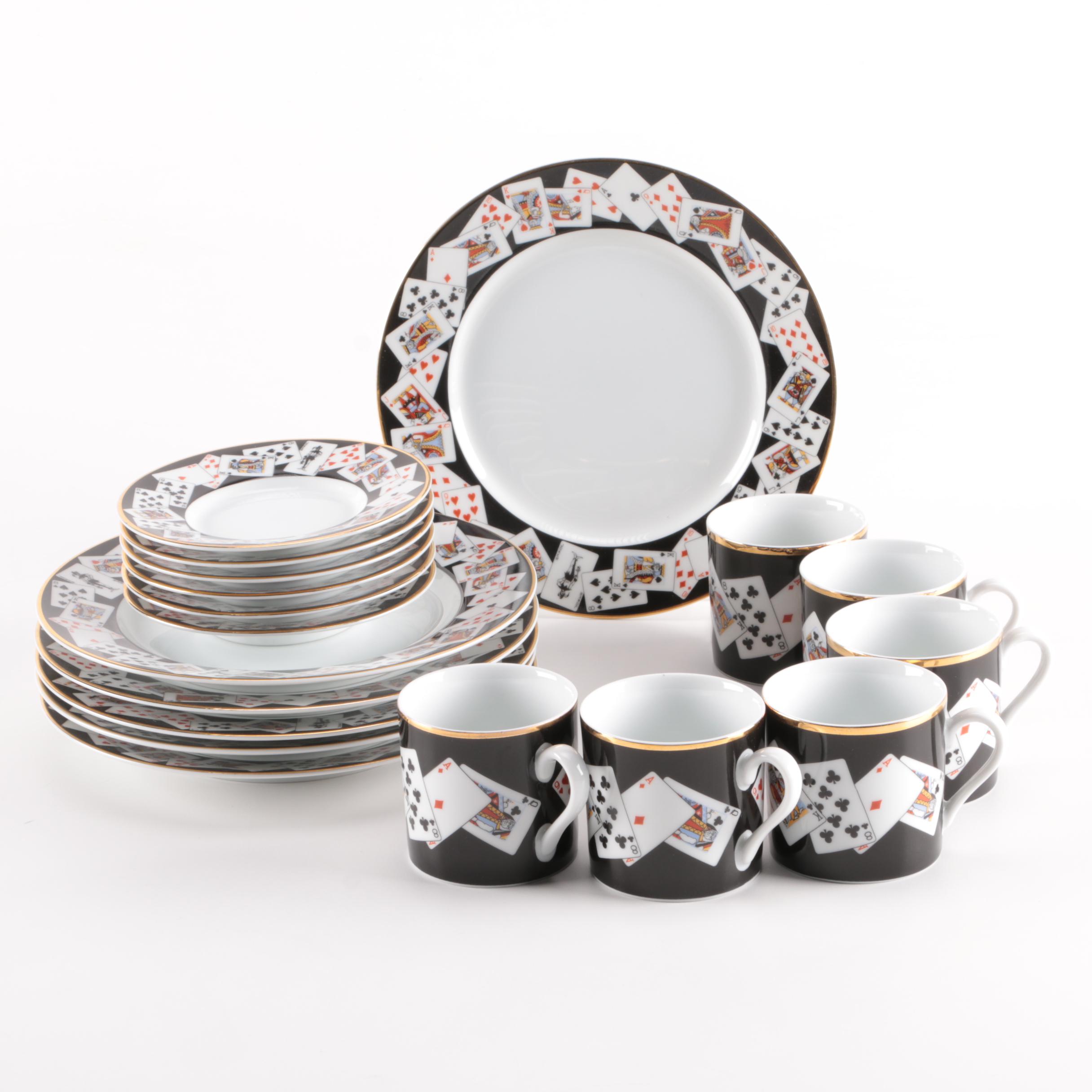 Tiffany & Co. Playing Card Coffee Mug, Saucer, and Plate Set