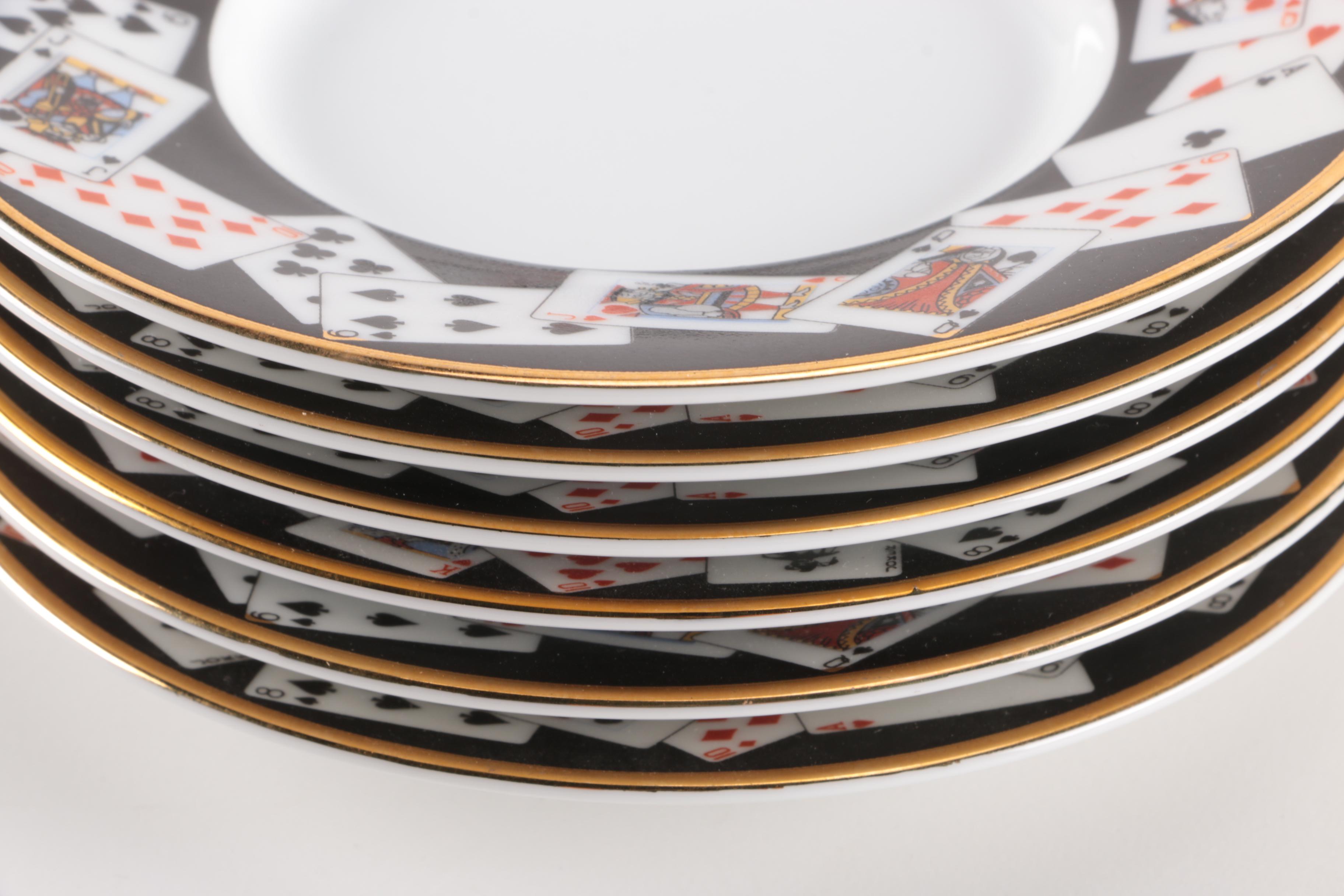 Tiffany & Co. Playing Card Coffee Mug, Saucer, and Plate Set