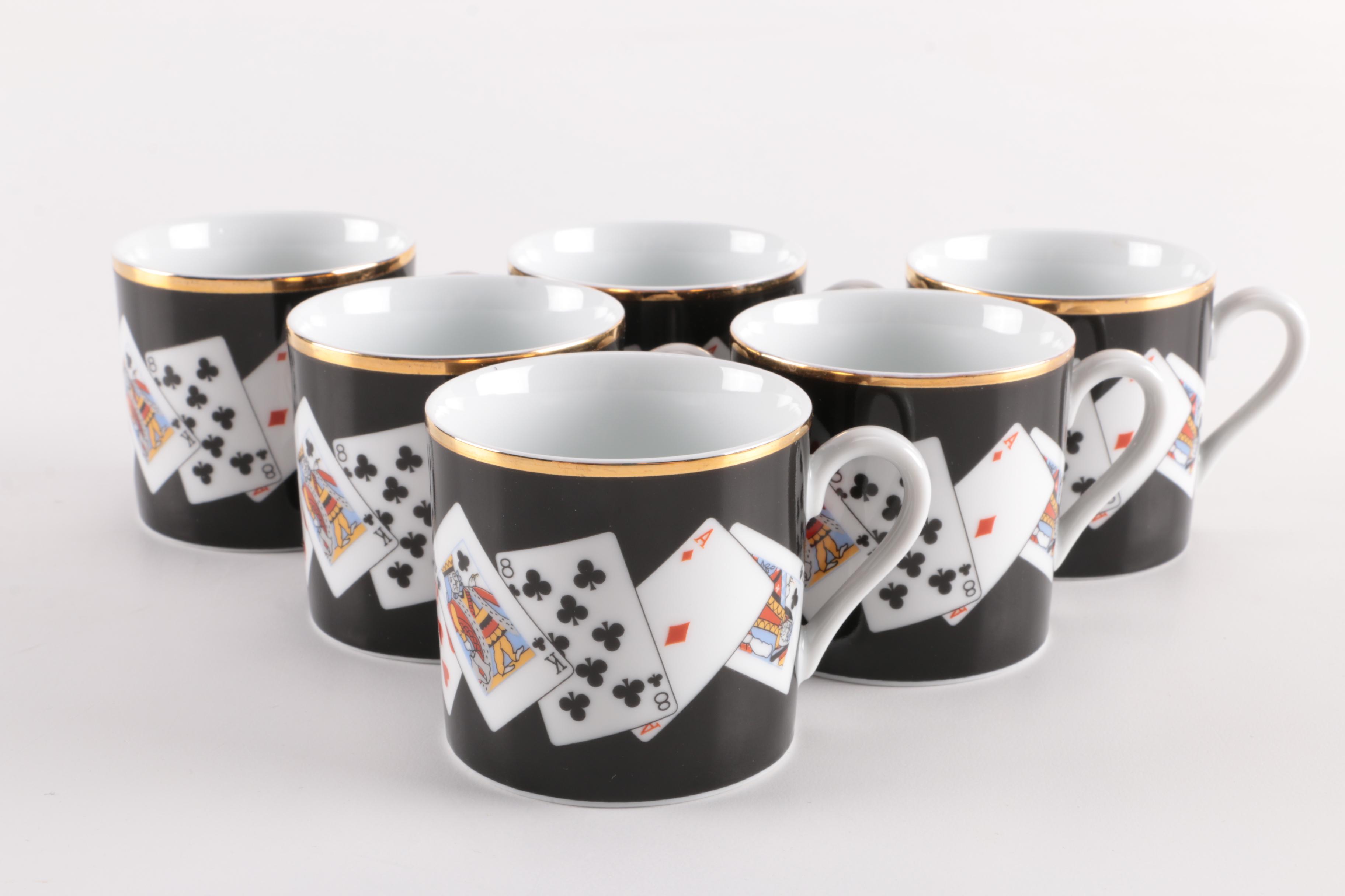 Tiffany & Co. Playing Card Coffee Mug, Saucer, and Plate Set