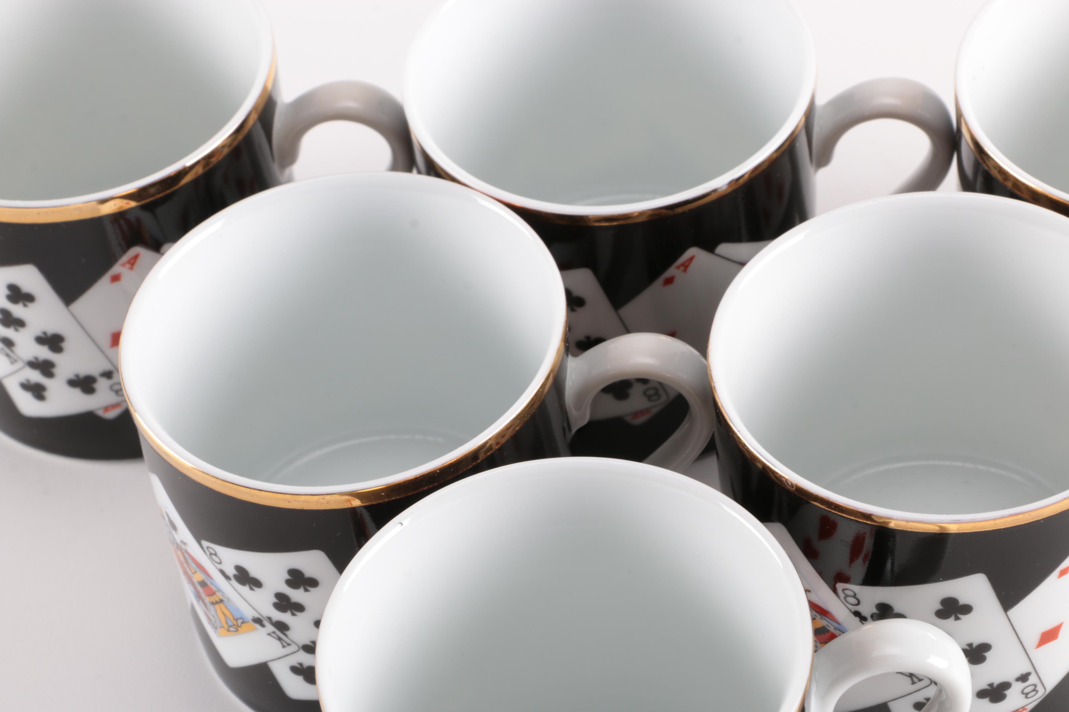 Tiffany & Co. Playing Card Coffee Mug, Saucer, and Plate Set