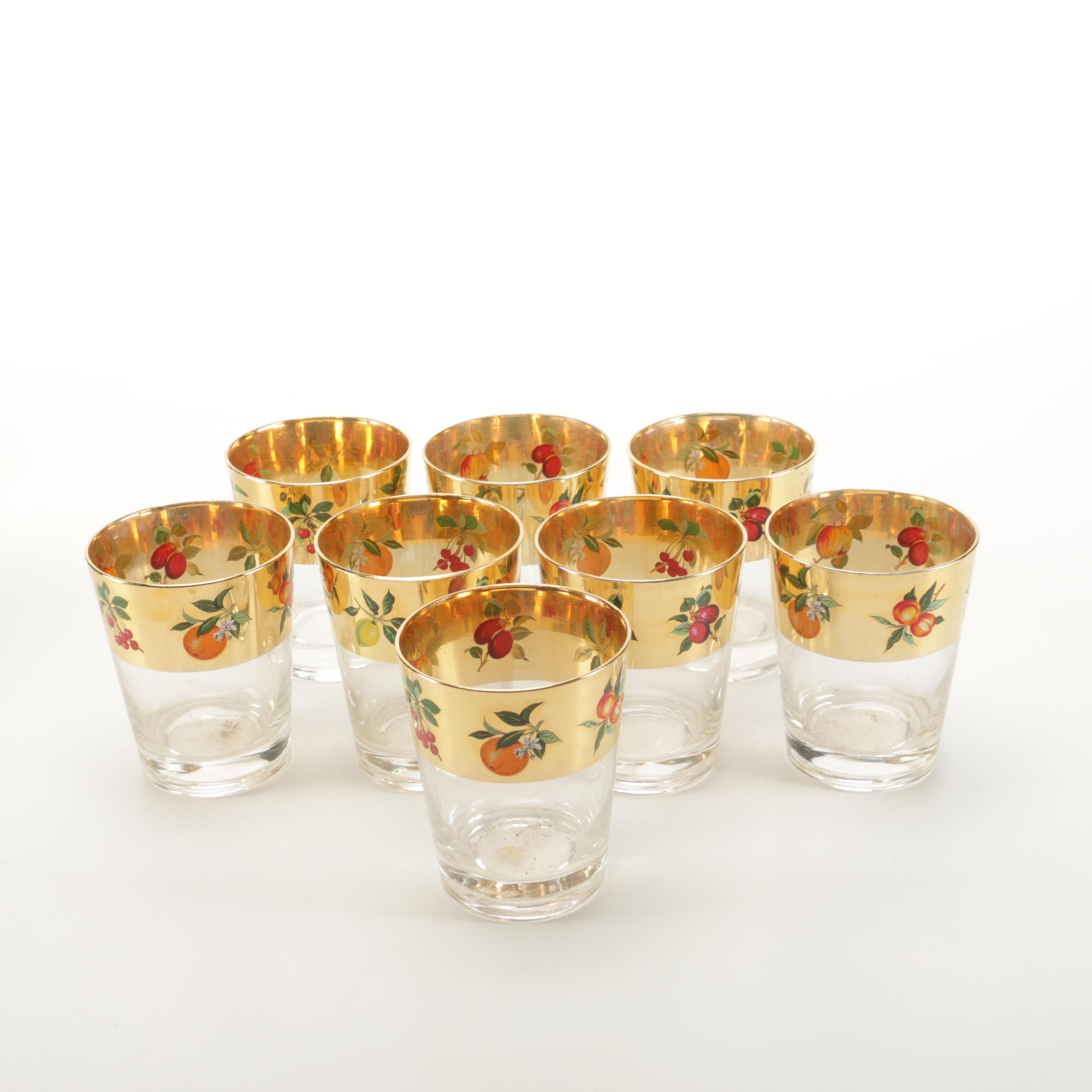 Fruit Motif Glasses and Plates Including Bareuther