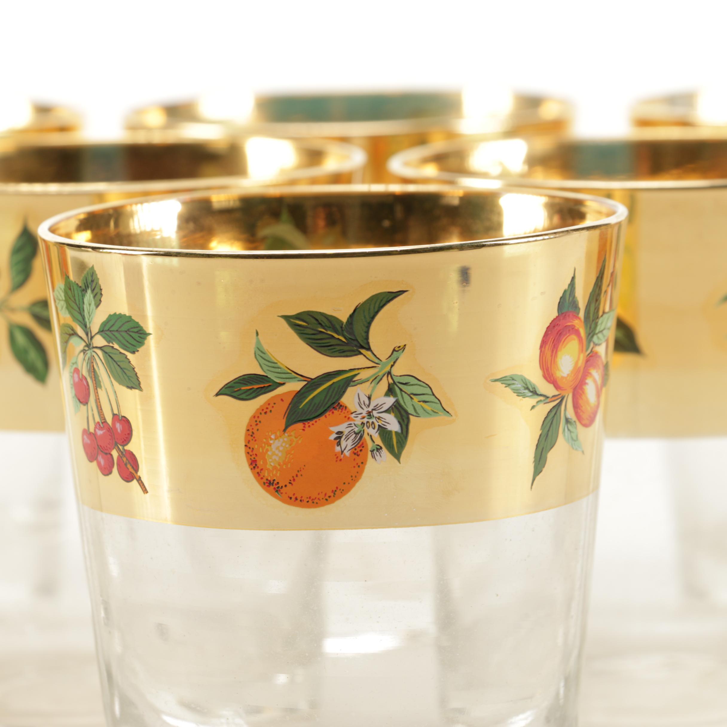 Fruit Motif Glasses and Plates Including Bareuther