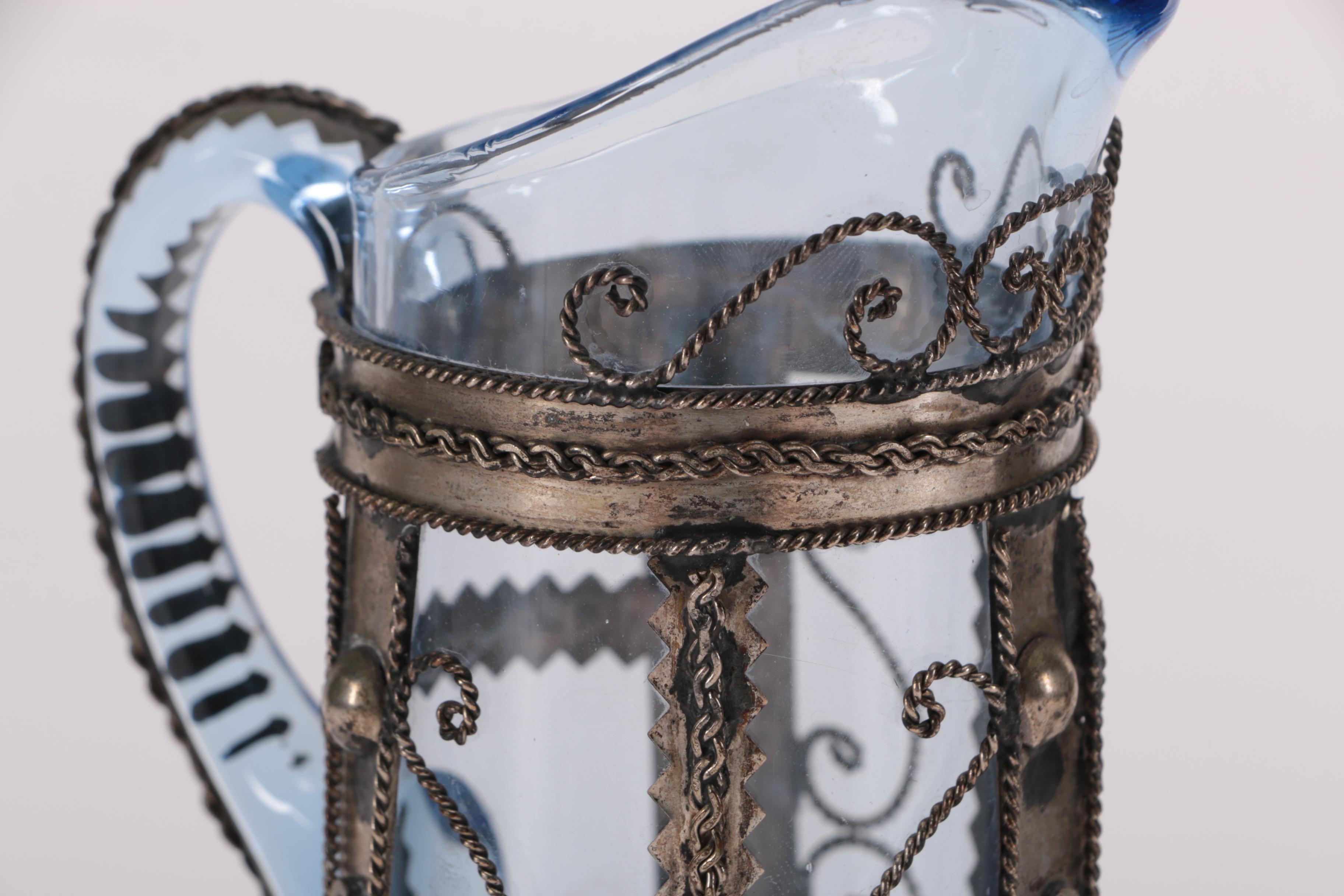 800 Silver With Glass Vase and Other Vessels