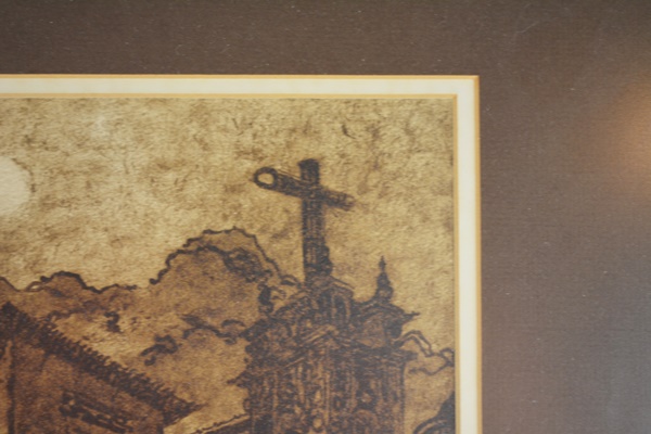 Framed Sepia Tone Lithograph