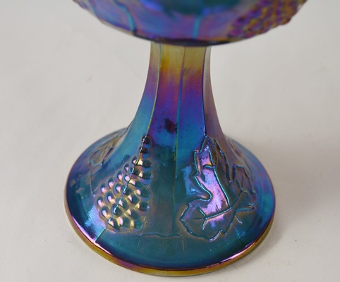 Carnival Glass Footed Pitcher and Candy Dish