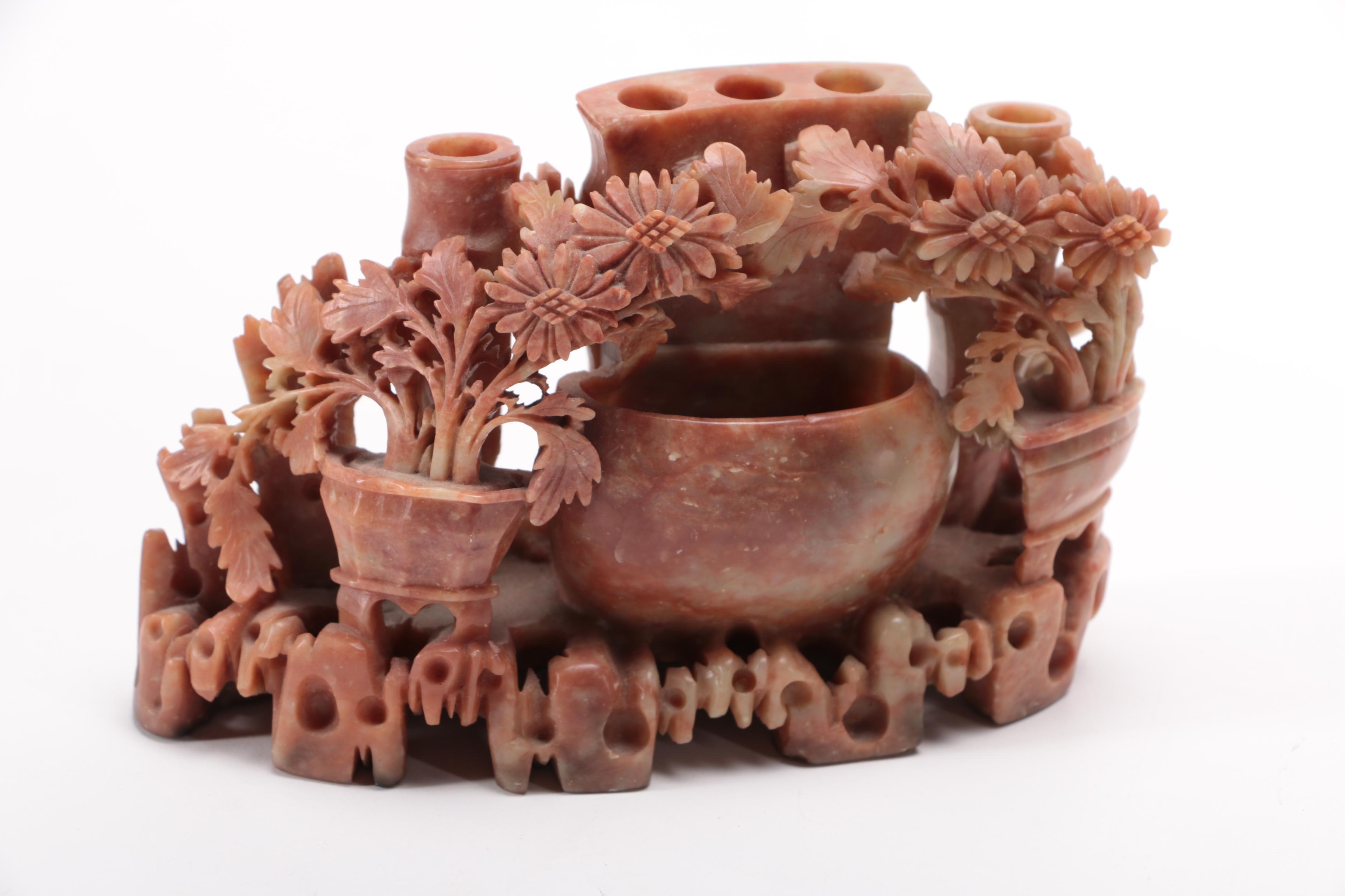 Antique Chinese Stoneware Bowls and Japanese Wooden Box and Other Asian Decor