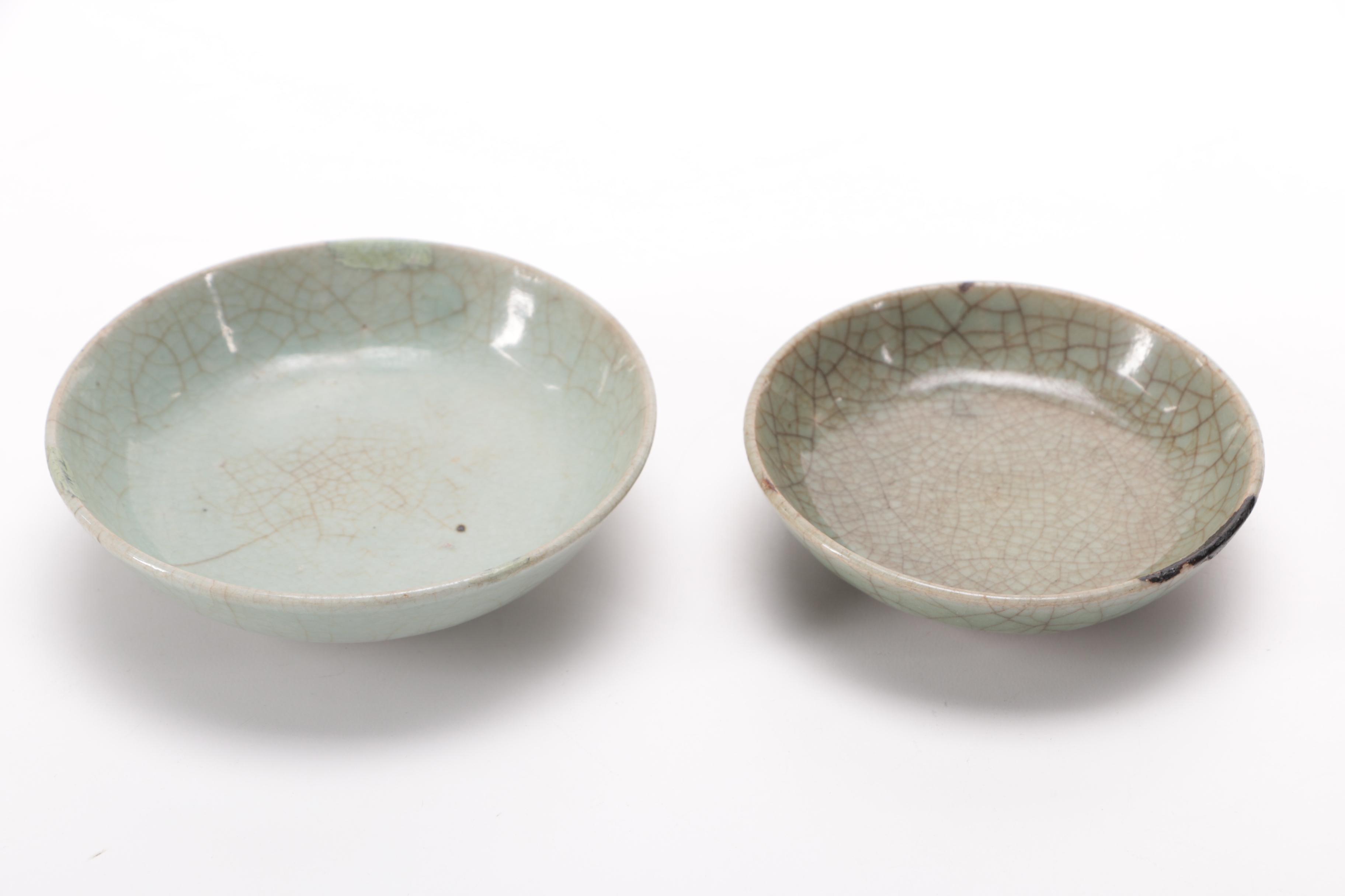 Antique Chinese Stoneware Bowls and Japanese Wooden Box and Other Asian Decor