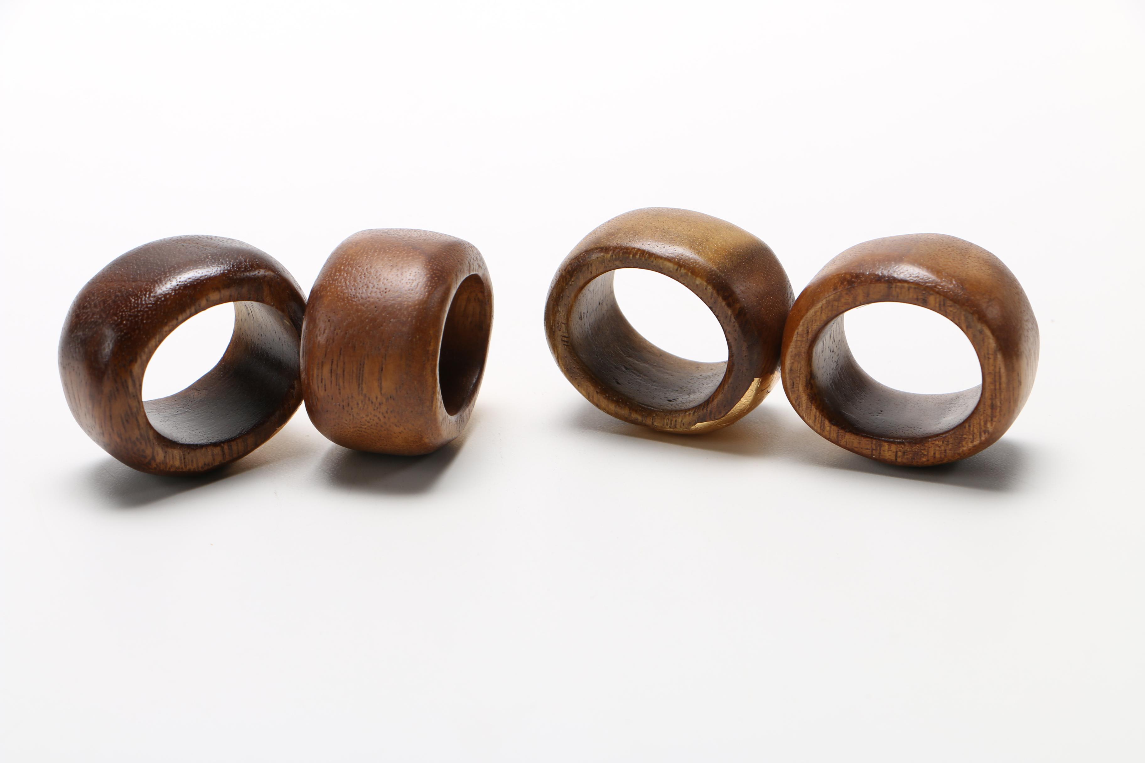 Diane von Furstenberg Gold Leaf and Wood Napkin Ring Set