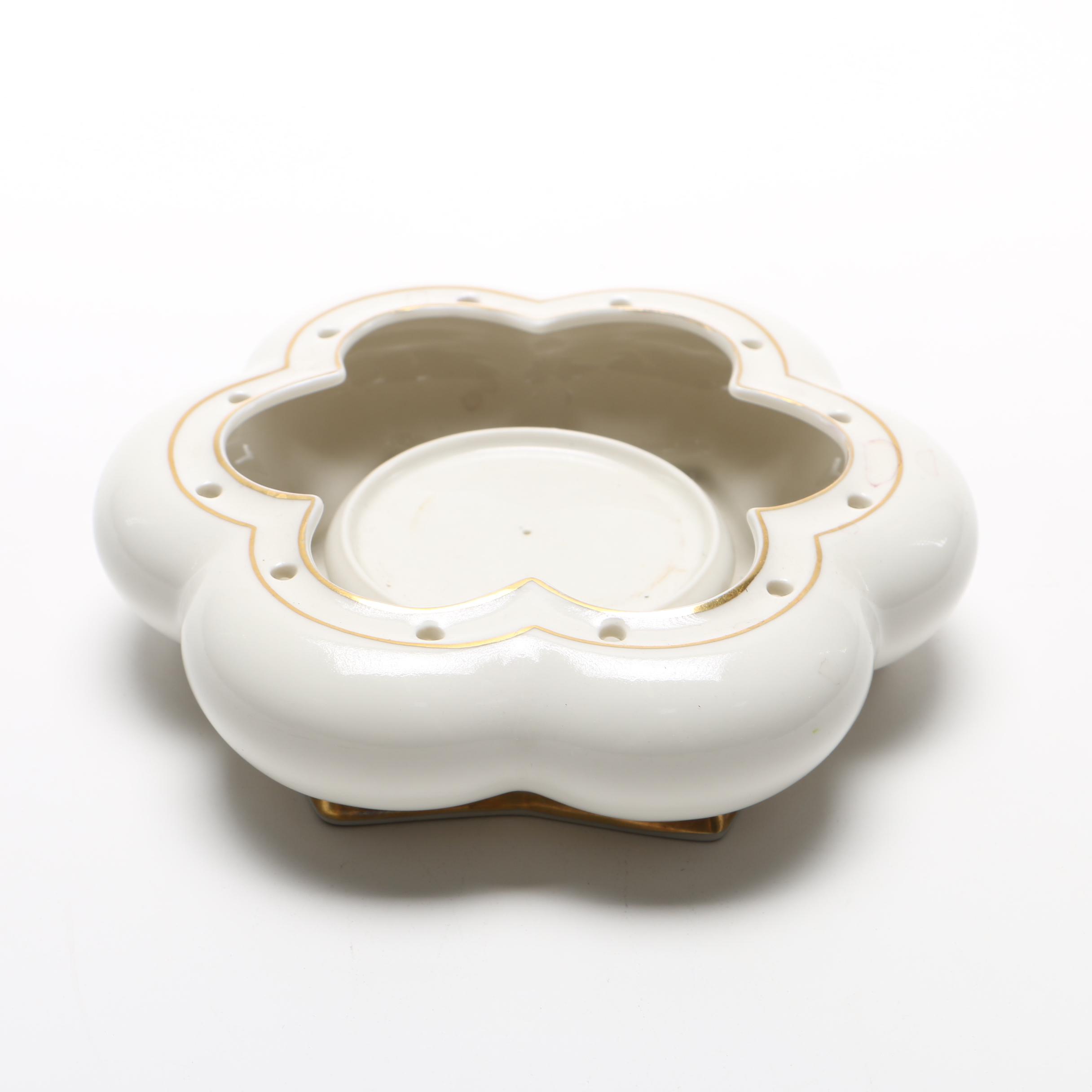 1920s Hutschenreuther Selb Porcelain Flower Frog Bowl