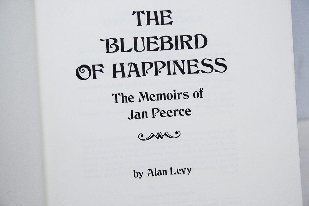 Signed First Edition "The Bluebird of Happiness: Memoirs of Jan Peerce" by Alan Levy