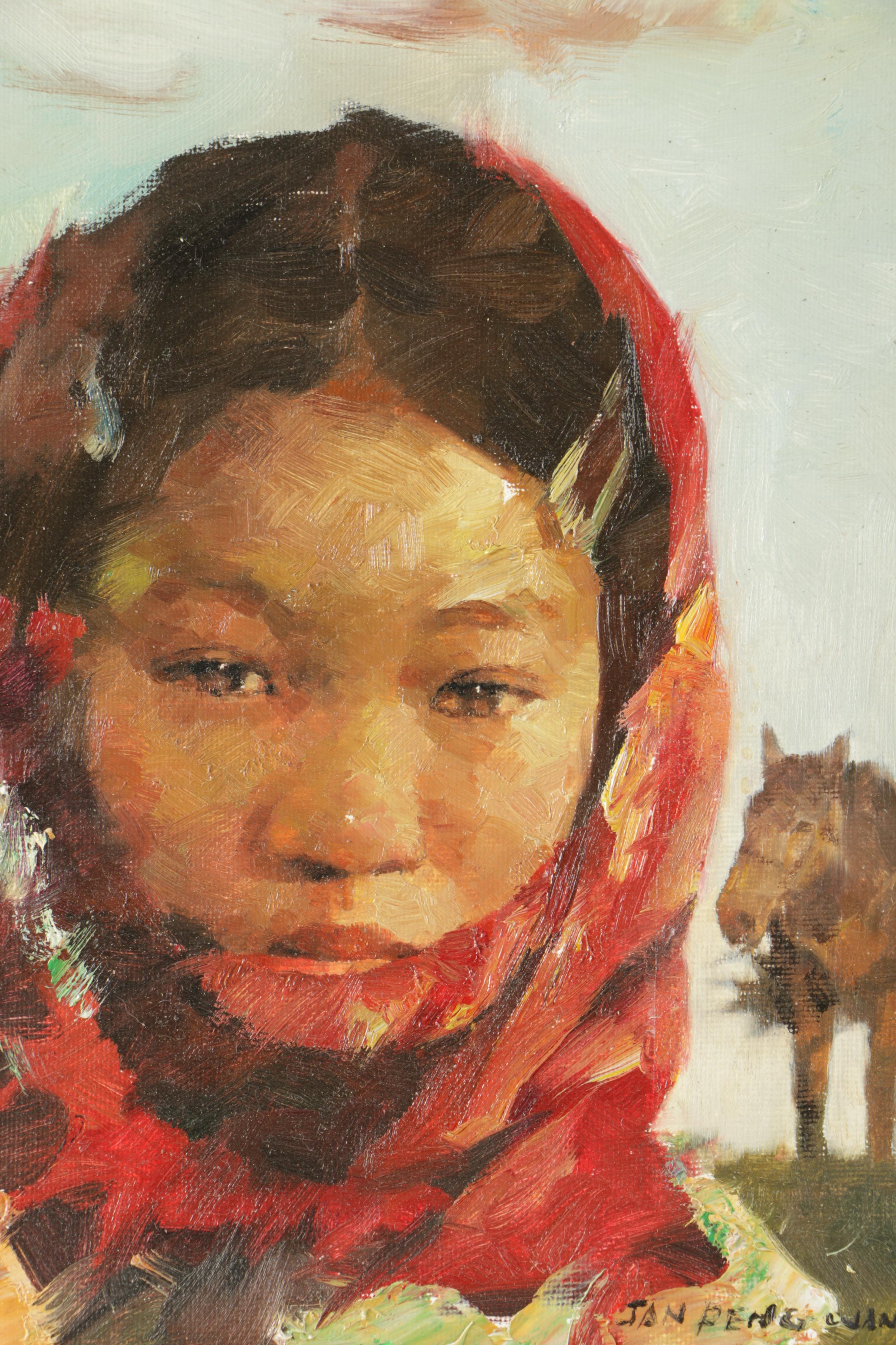 Jan Peng Wang Oil on Canvas Portrait