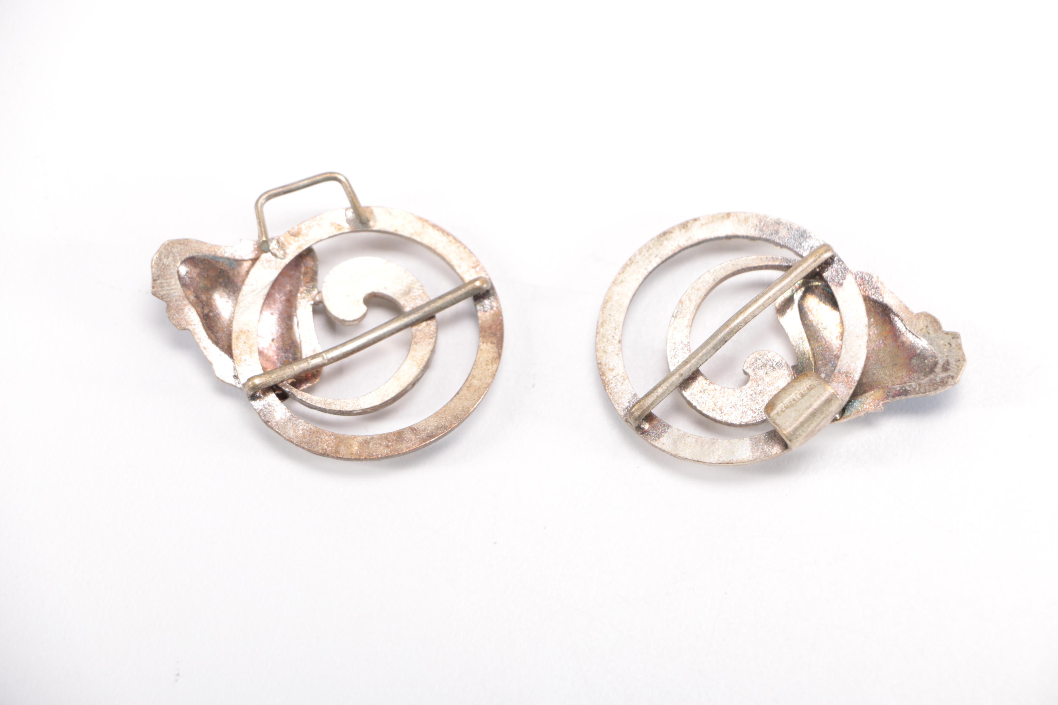 Vintage Czecho-Slovakia Enamel and Glass Belt Buckles