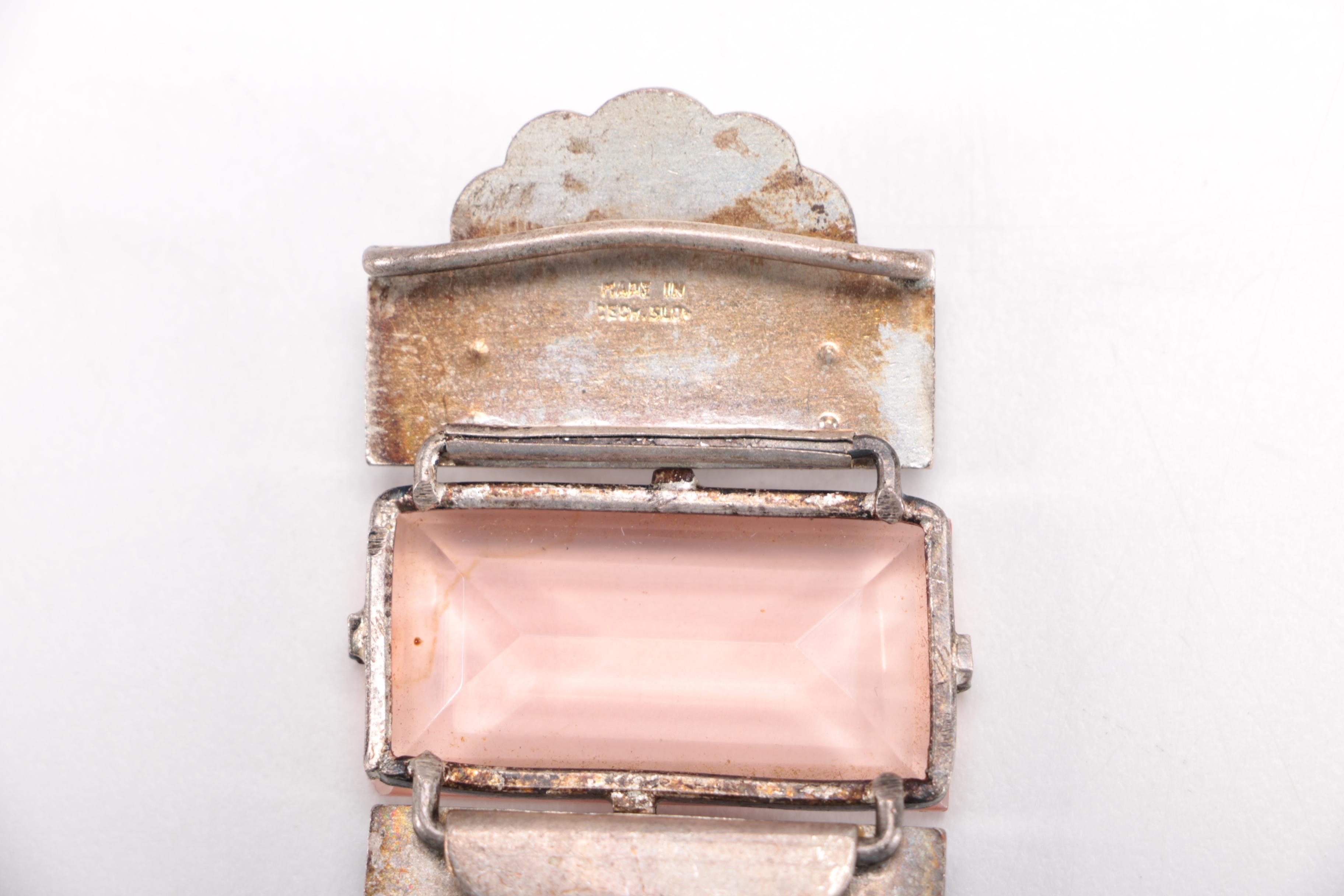 Vintage Czecho-Slovakia Enamel and Glass Belt Buckles