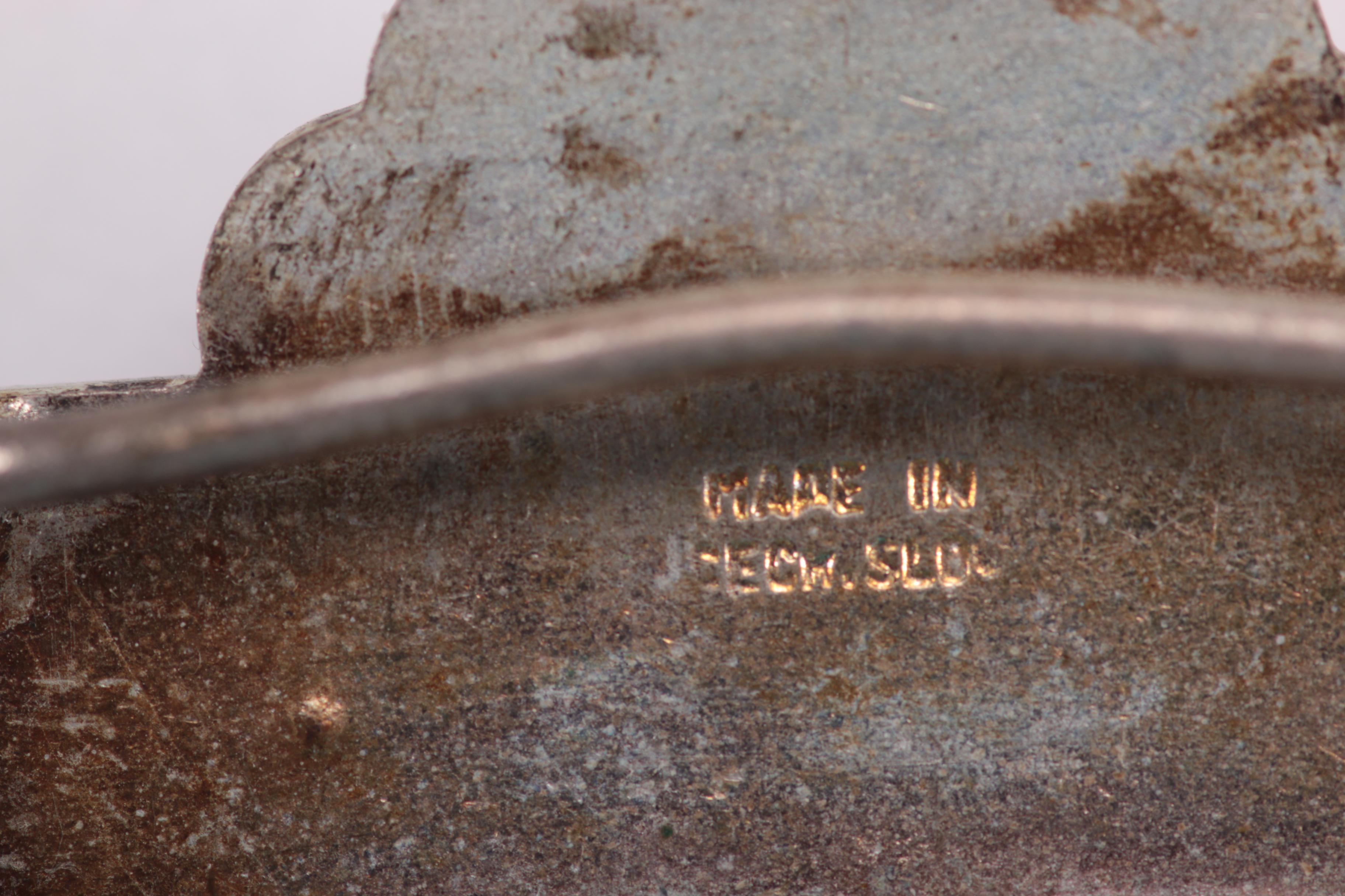 Vintage Czecho-Slovakia Enamel and Glass Belt Buckles