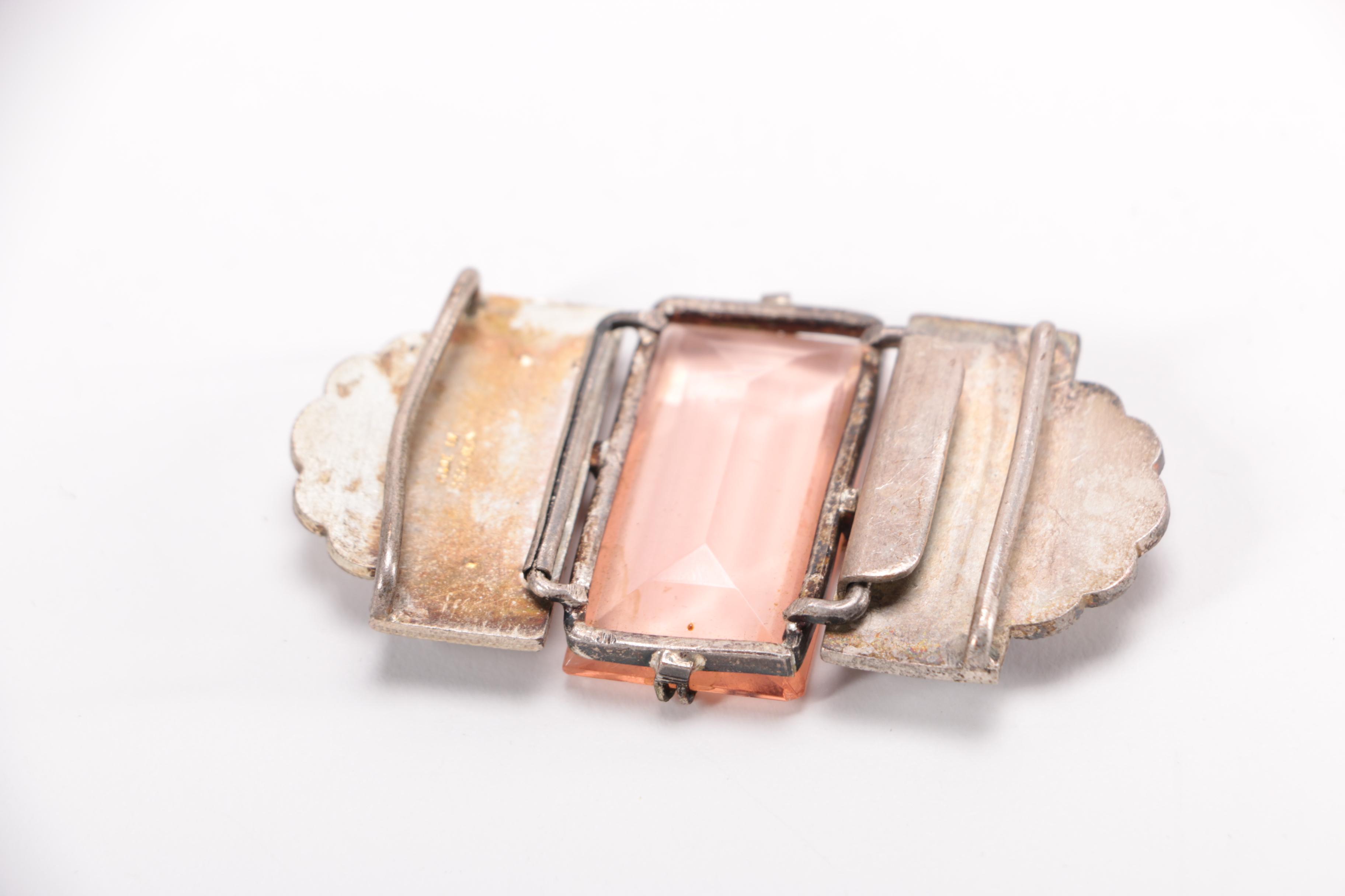 Vintage Czecho-Slovakia Enamel and Glass Belt Buckles