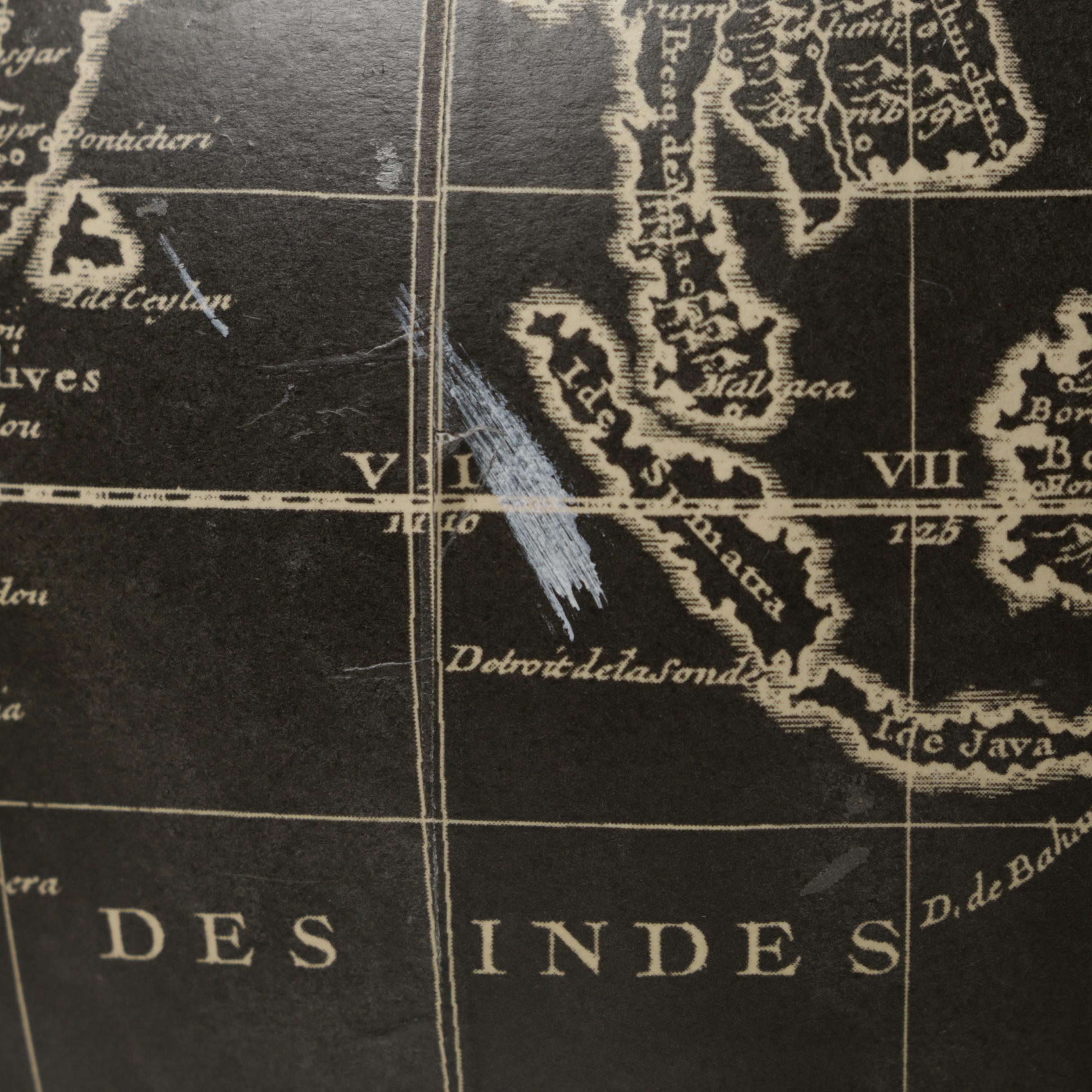 Vaugondy 1745 Inspired Noir Globe and Brass Navigator's Terrestrial Globe