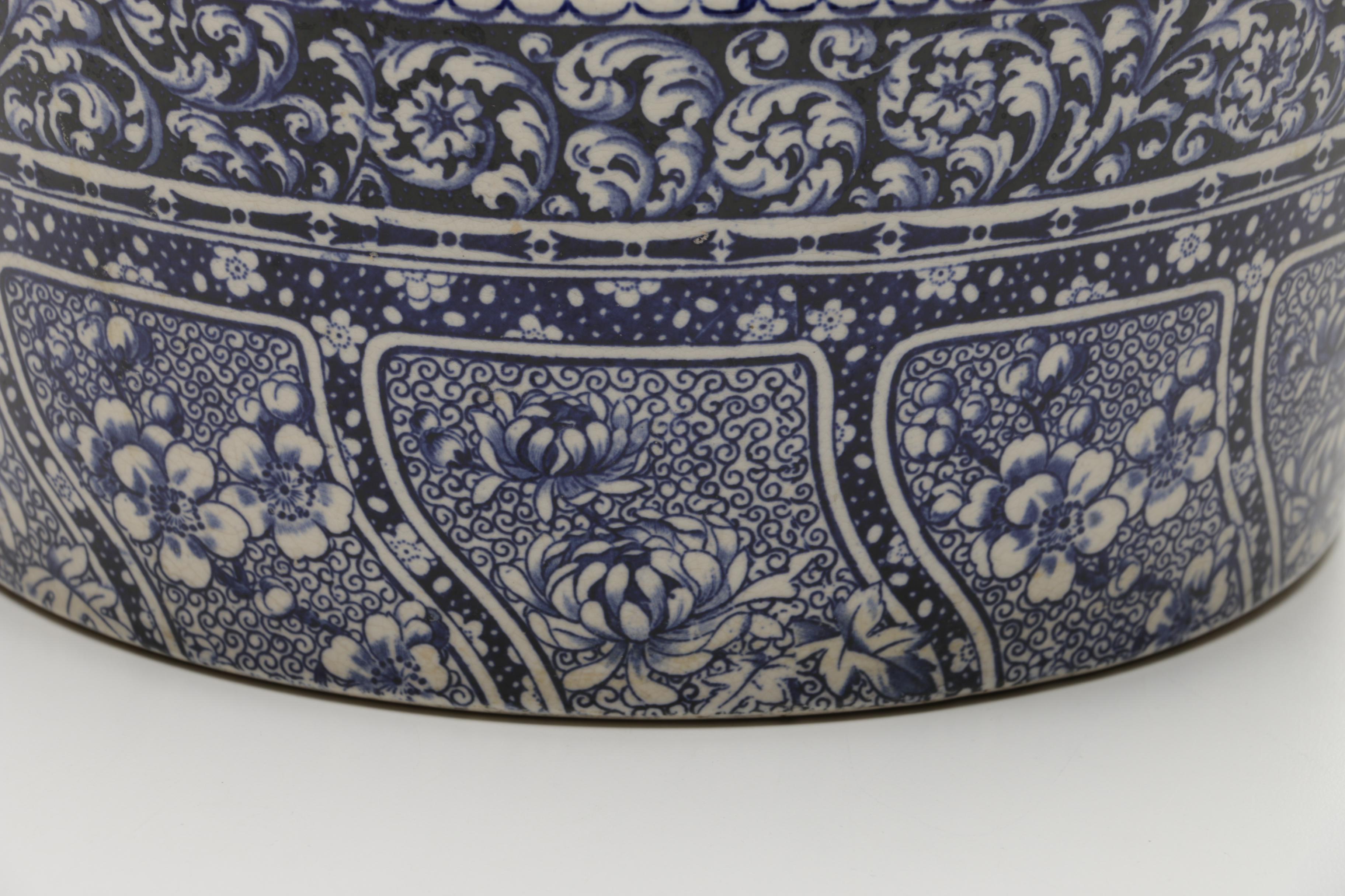 Early 1900s Royal Doulton Cobalt Monumental Vase