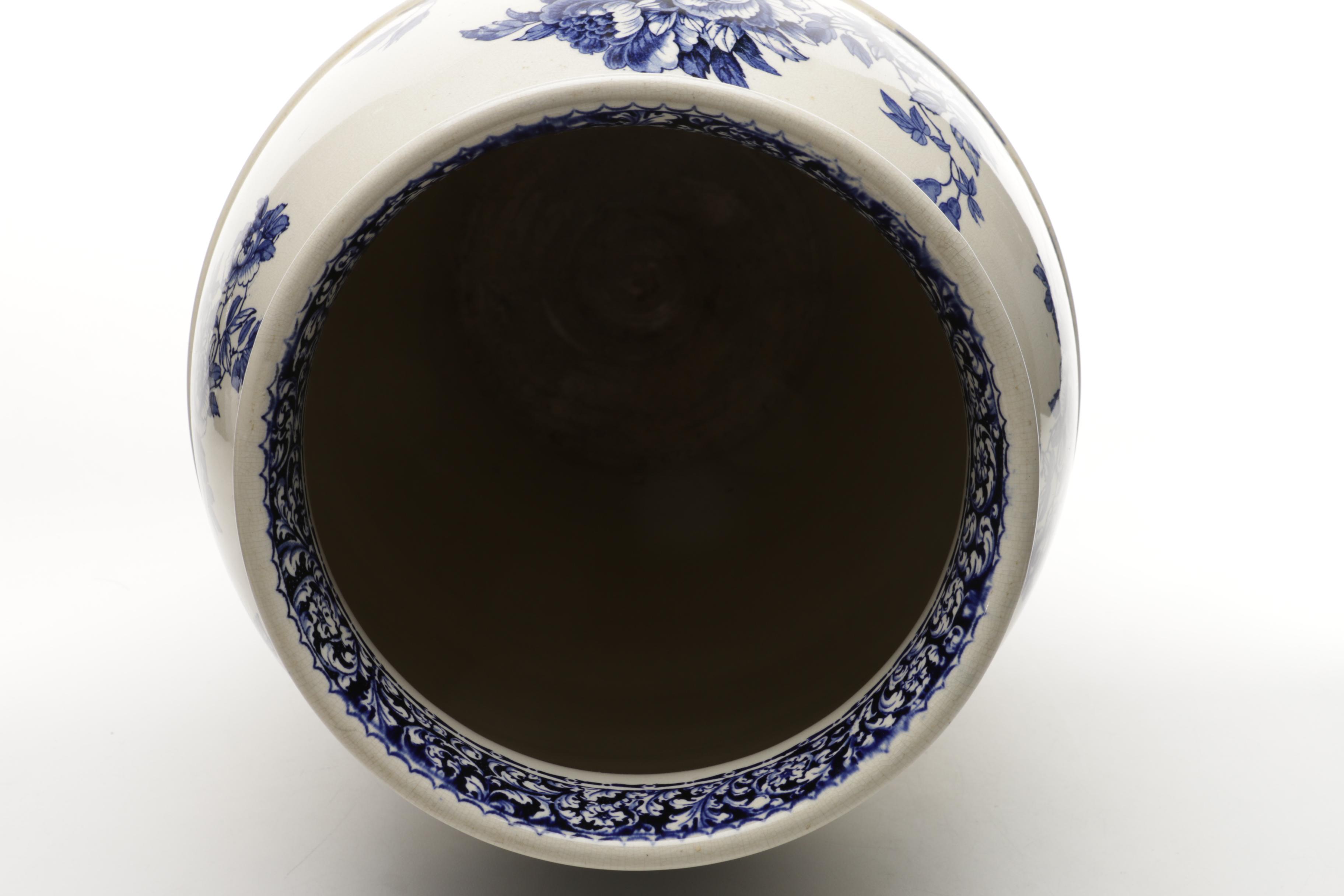 Early 1900s Royal Doulton Cobalt Monumental Vase