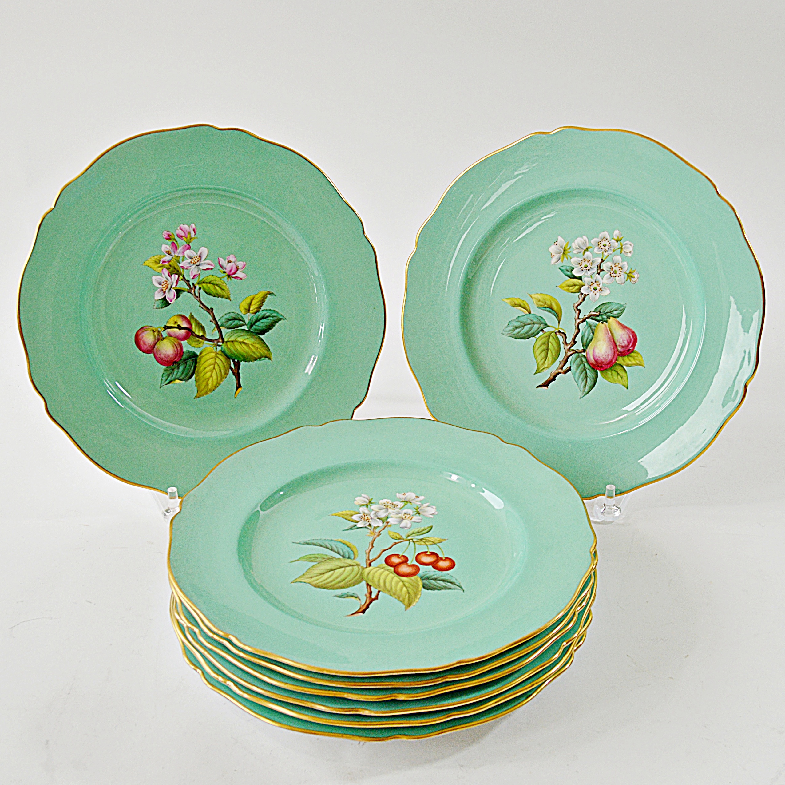 Set of Eight Vintage English Copeland Spode Fruit Themed Plates