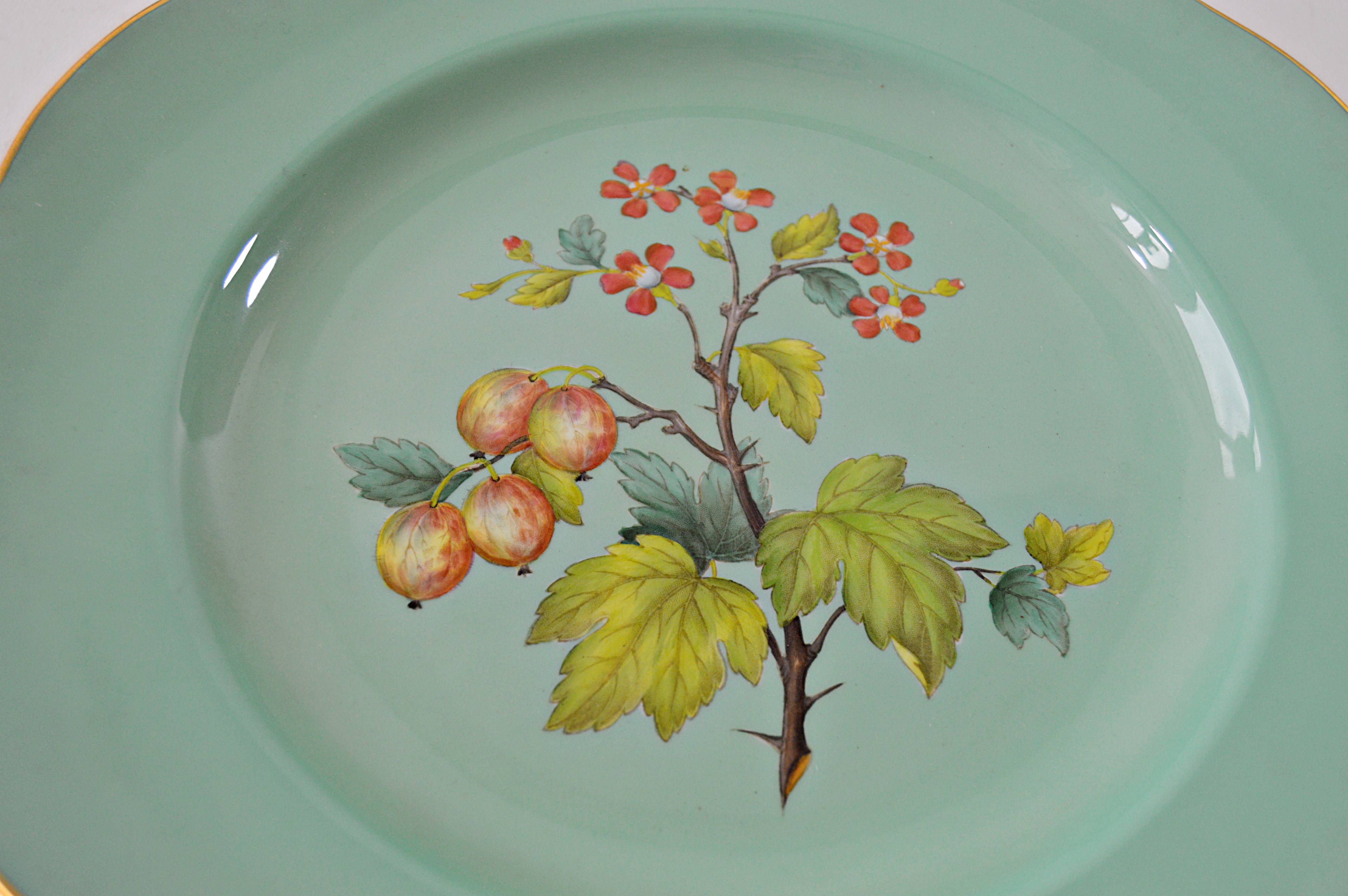 Set of Eight Vintage English Copeland Spode Fruit Themed Plates