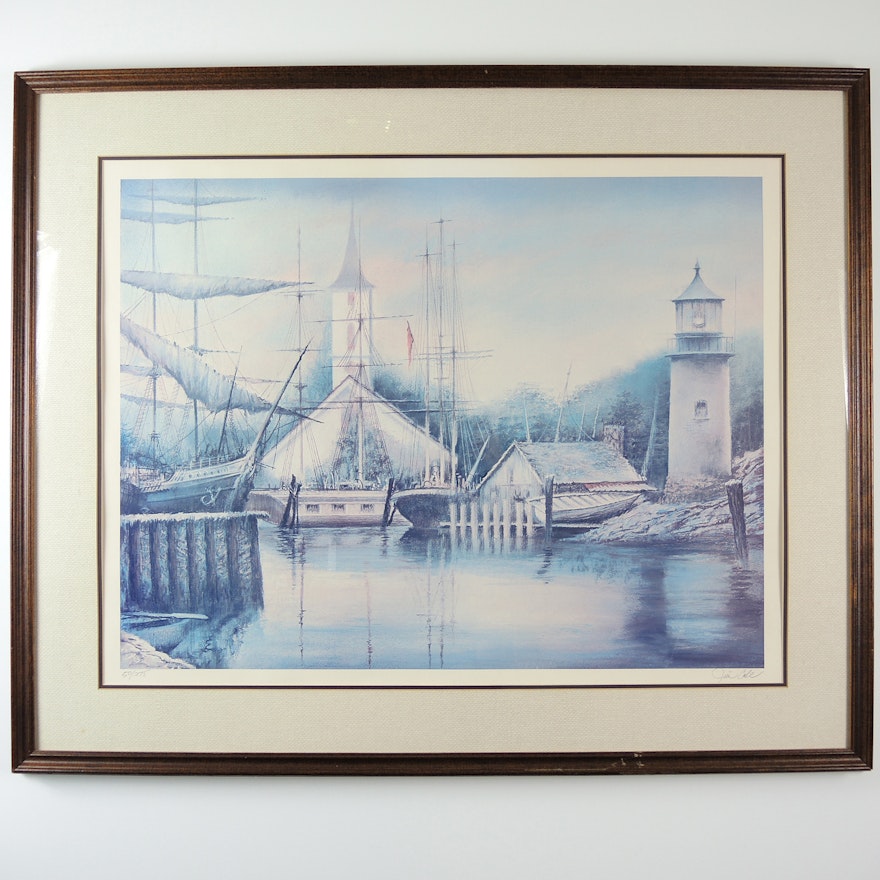 "Maine Harbor" Signed Limited Edition Print After Jim Cole