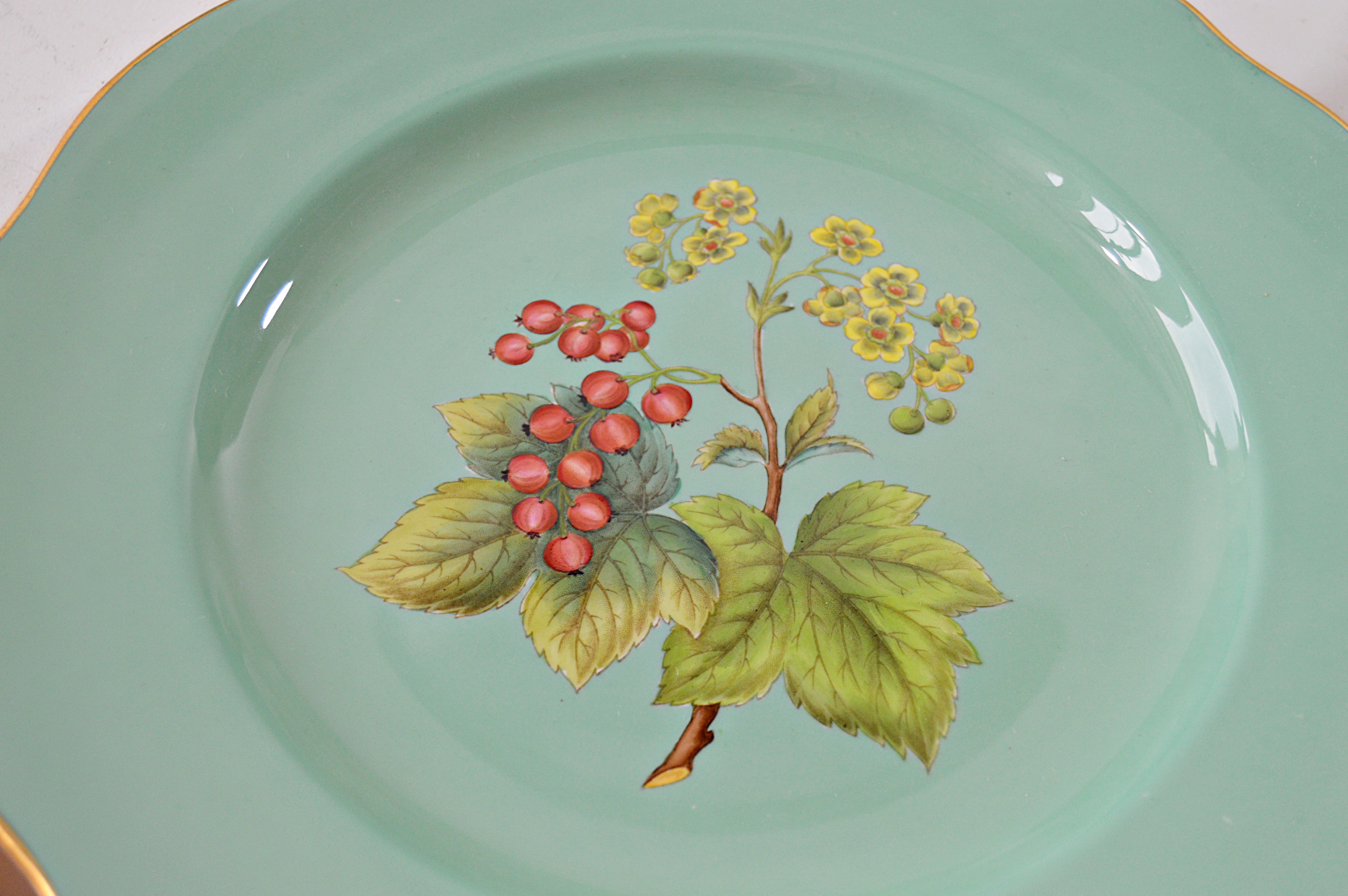 Set of Eight Vintage English Copeland Spode Fruit Themed Plates