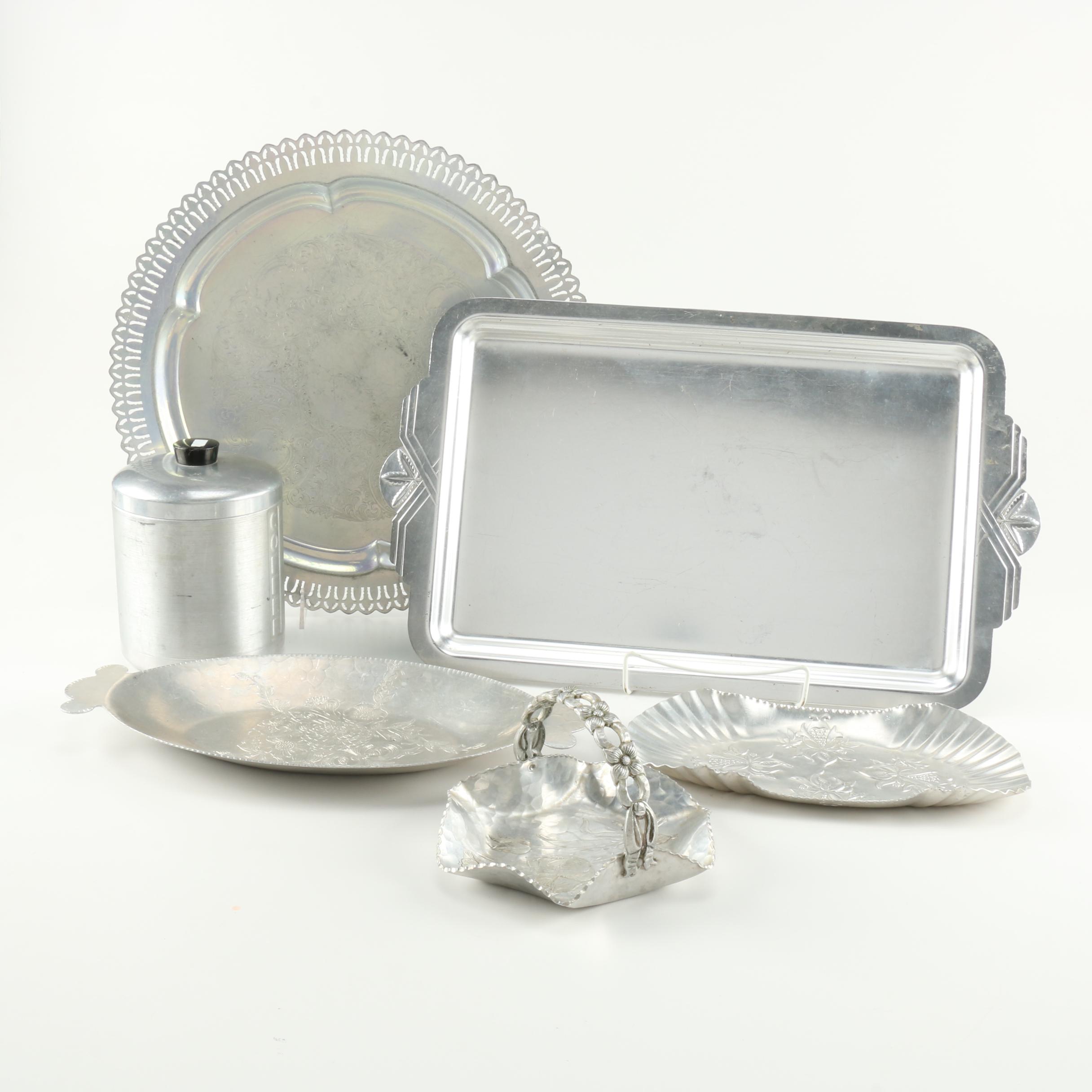 Assortment of SIlver Tone Servingware
