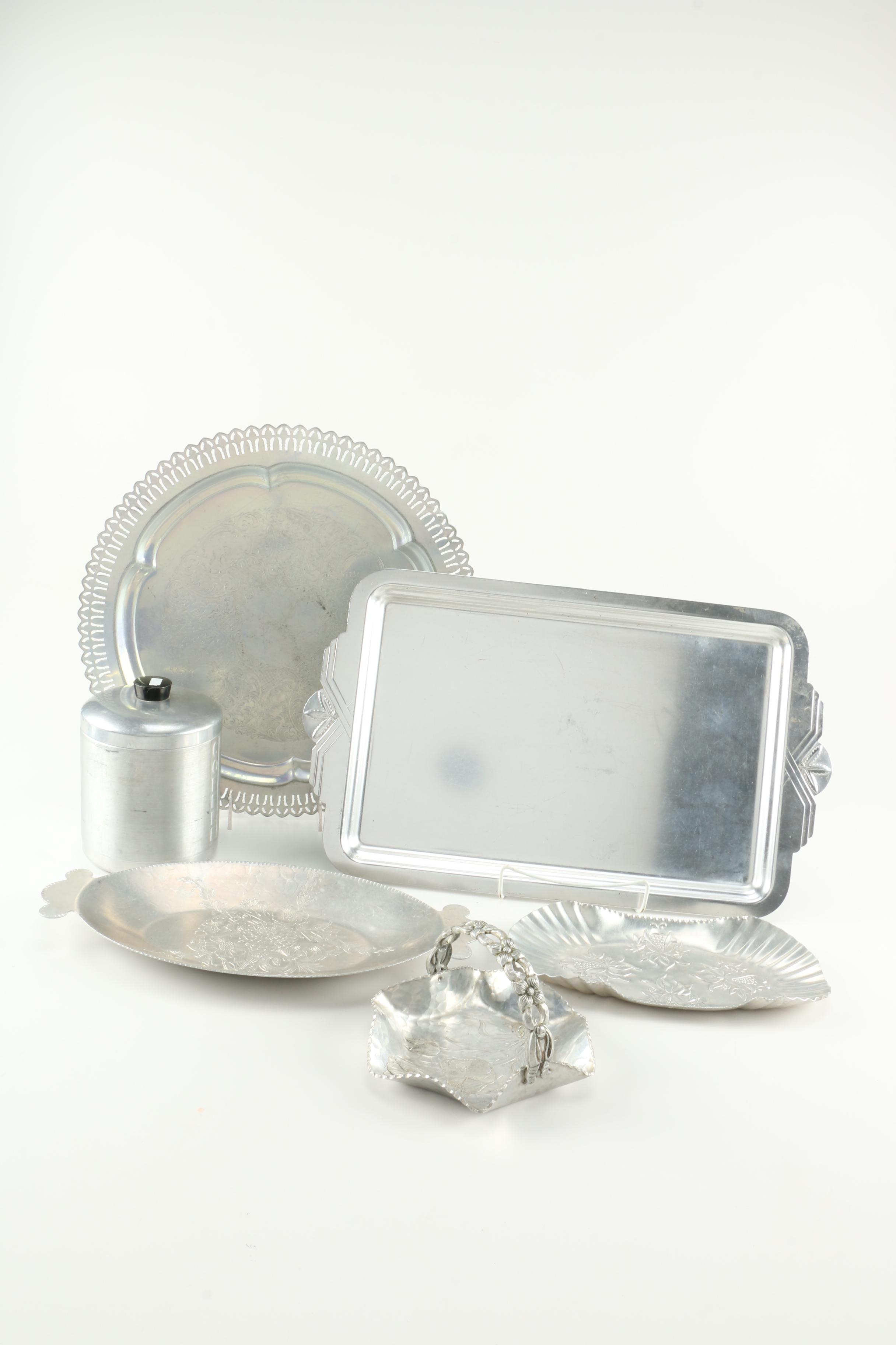 Assortment of SIlver Tone Servingware