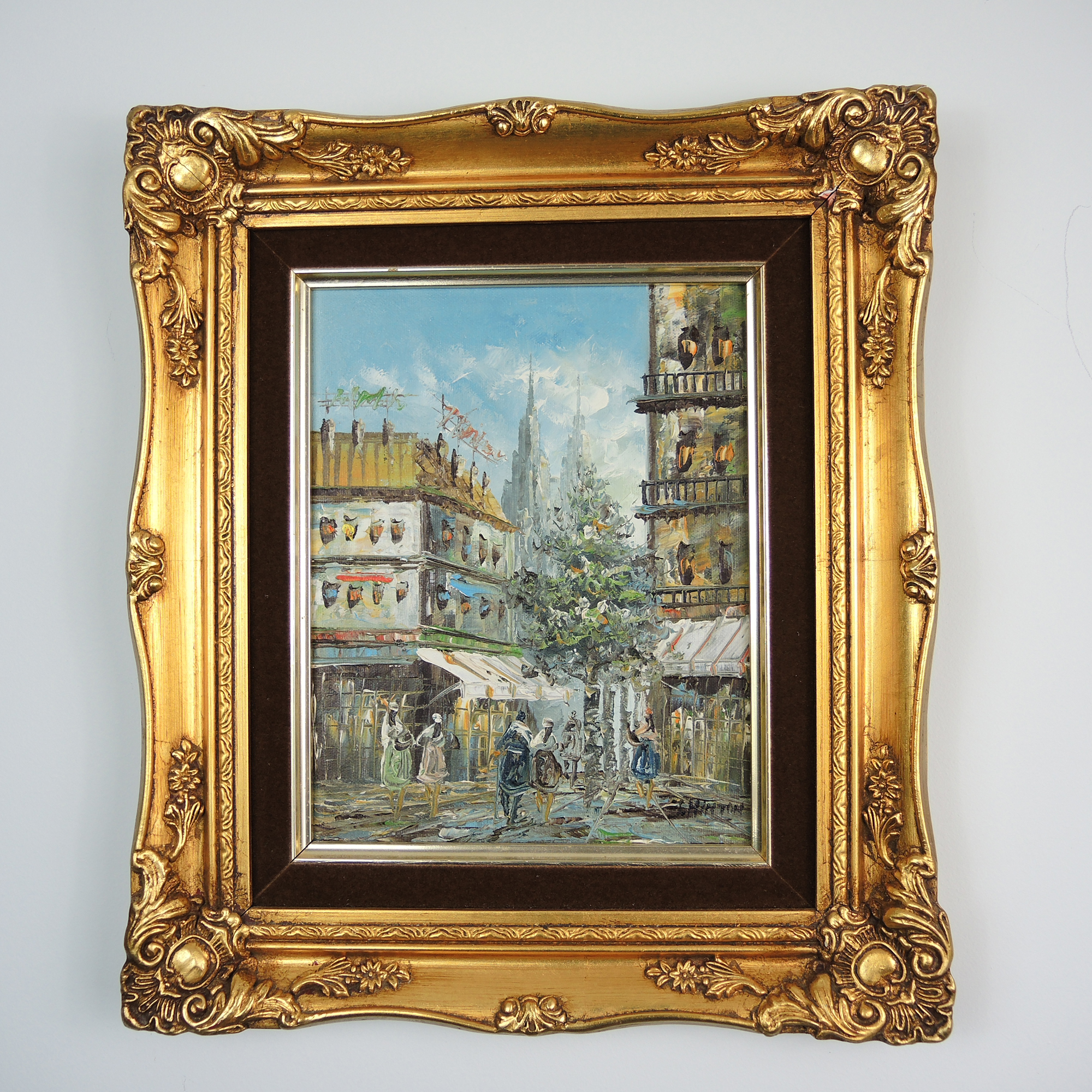 J Hinton Oil Painting of a Parisian Scene