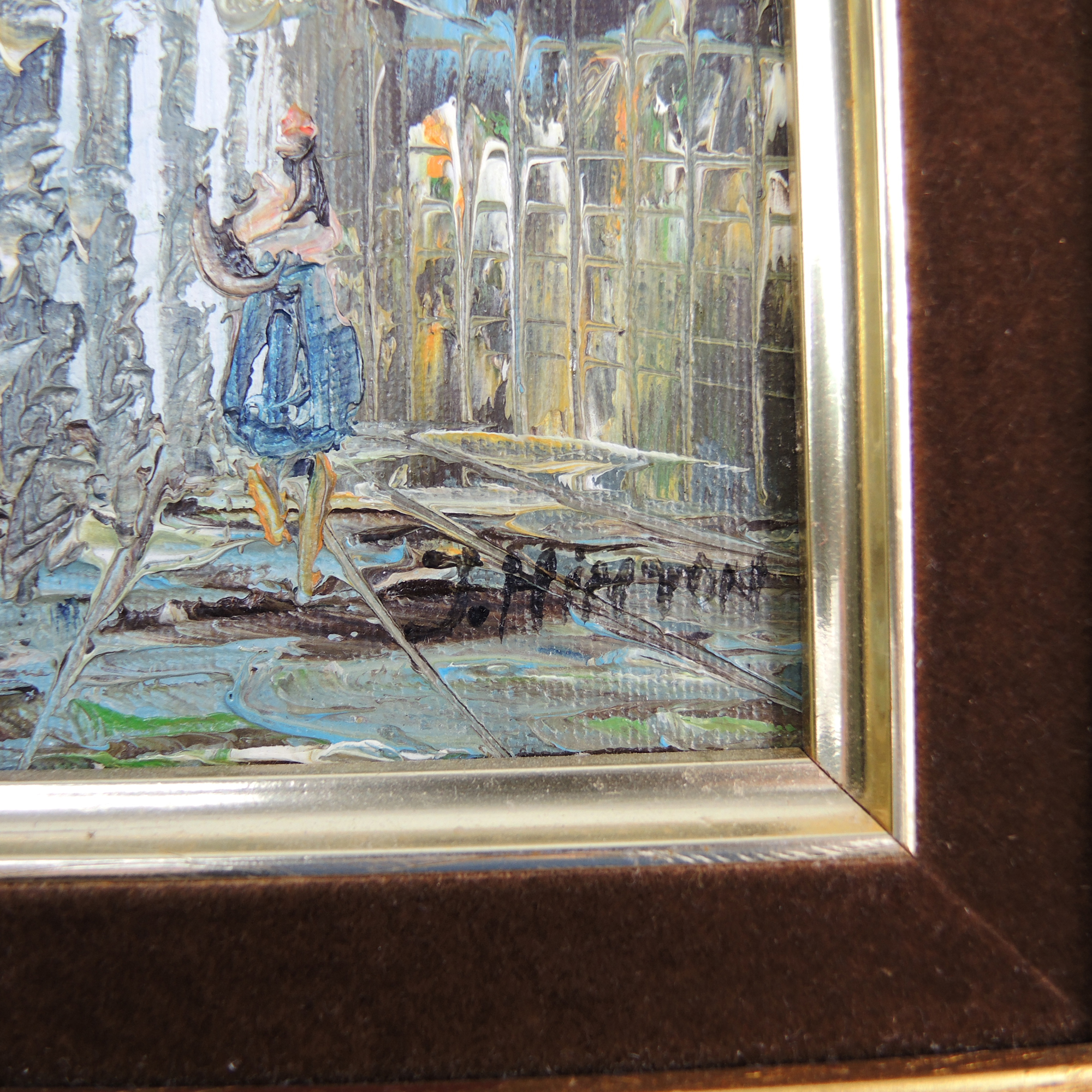 J Hinton Oil Painting of a Parisian Scene