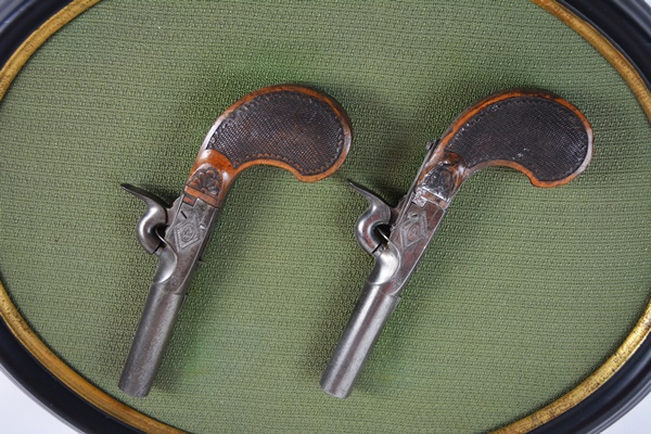 Mounted Antique ELG Percussion Pistols