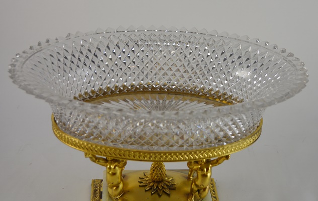 Pairpoint Brass and Crystal Candelabra and Centerpiece Bowl