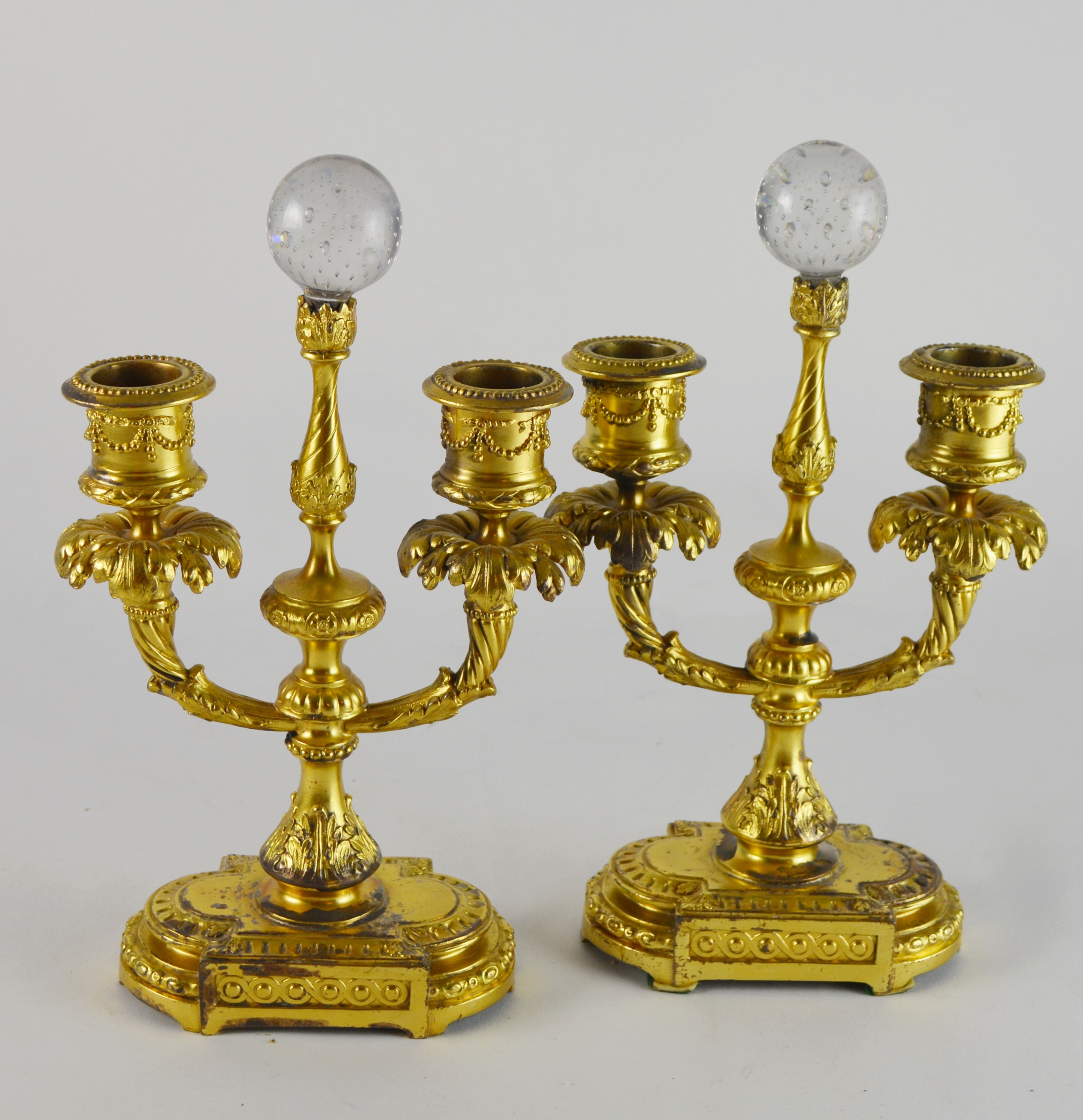 Pairpoint Brass and Crystal Candelabra and Centerpiece Bowl