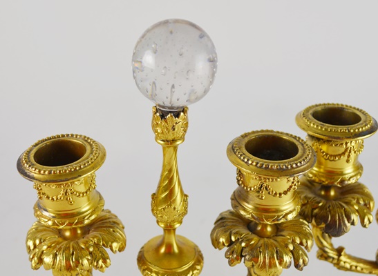 Pairpoint Brass and Crystal Candelabra and Centerpiece Bowl