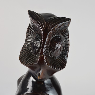 Juan Giha Wood Carved Owl Sculpture