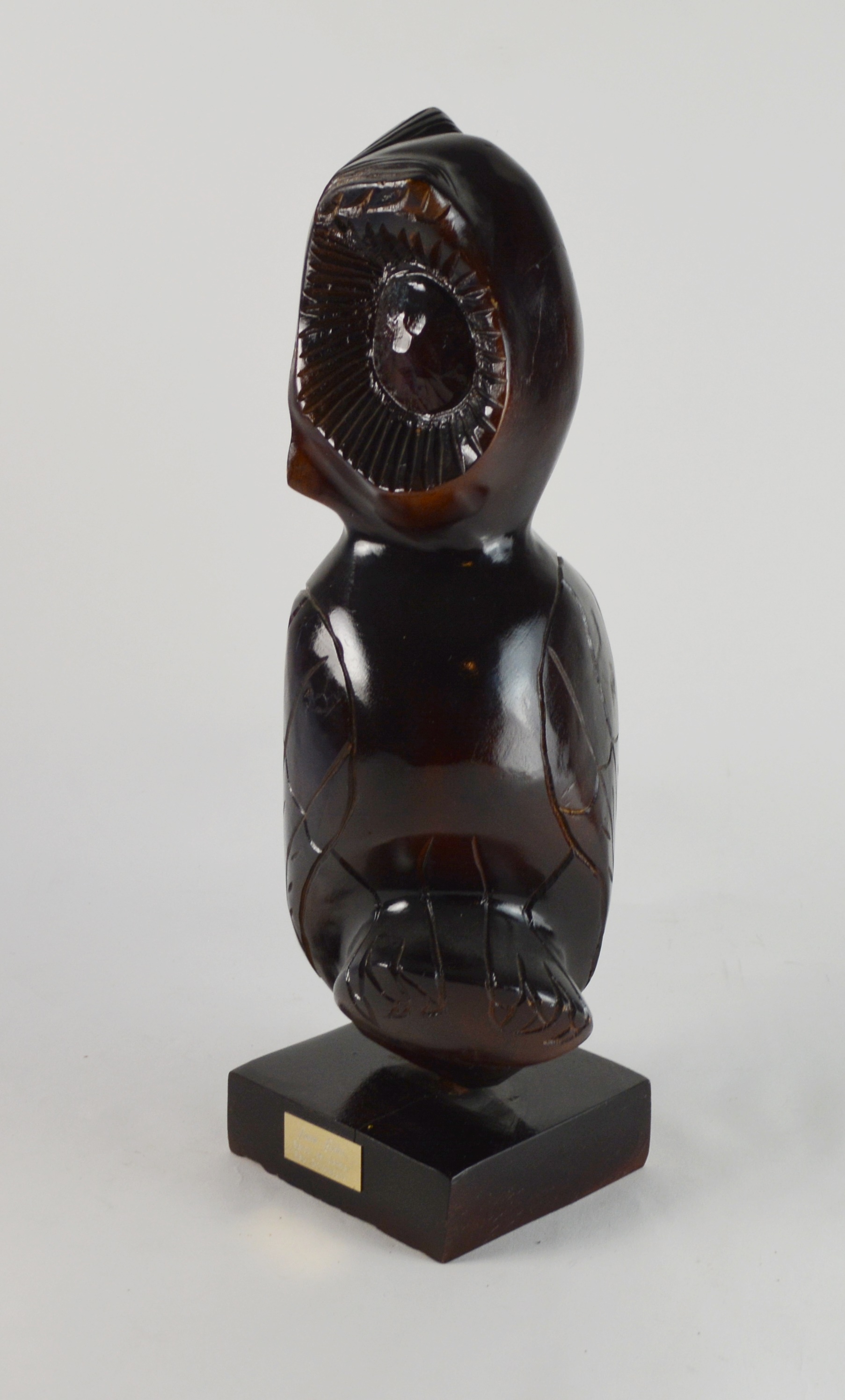 Juan Giha Wood Carved Owl Sculpture