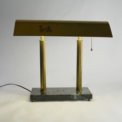 Antique Brass and Marble Desk Lamp