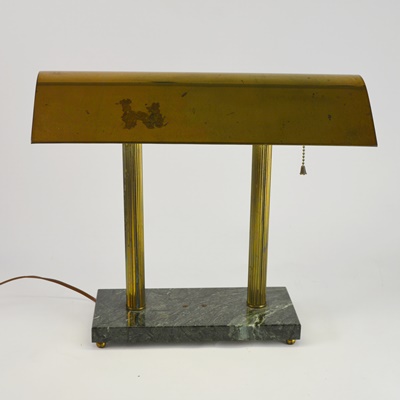 Antique Brass and Marble Desk Lamp