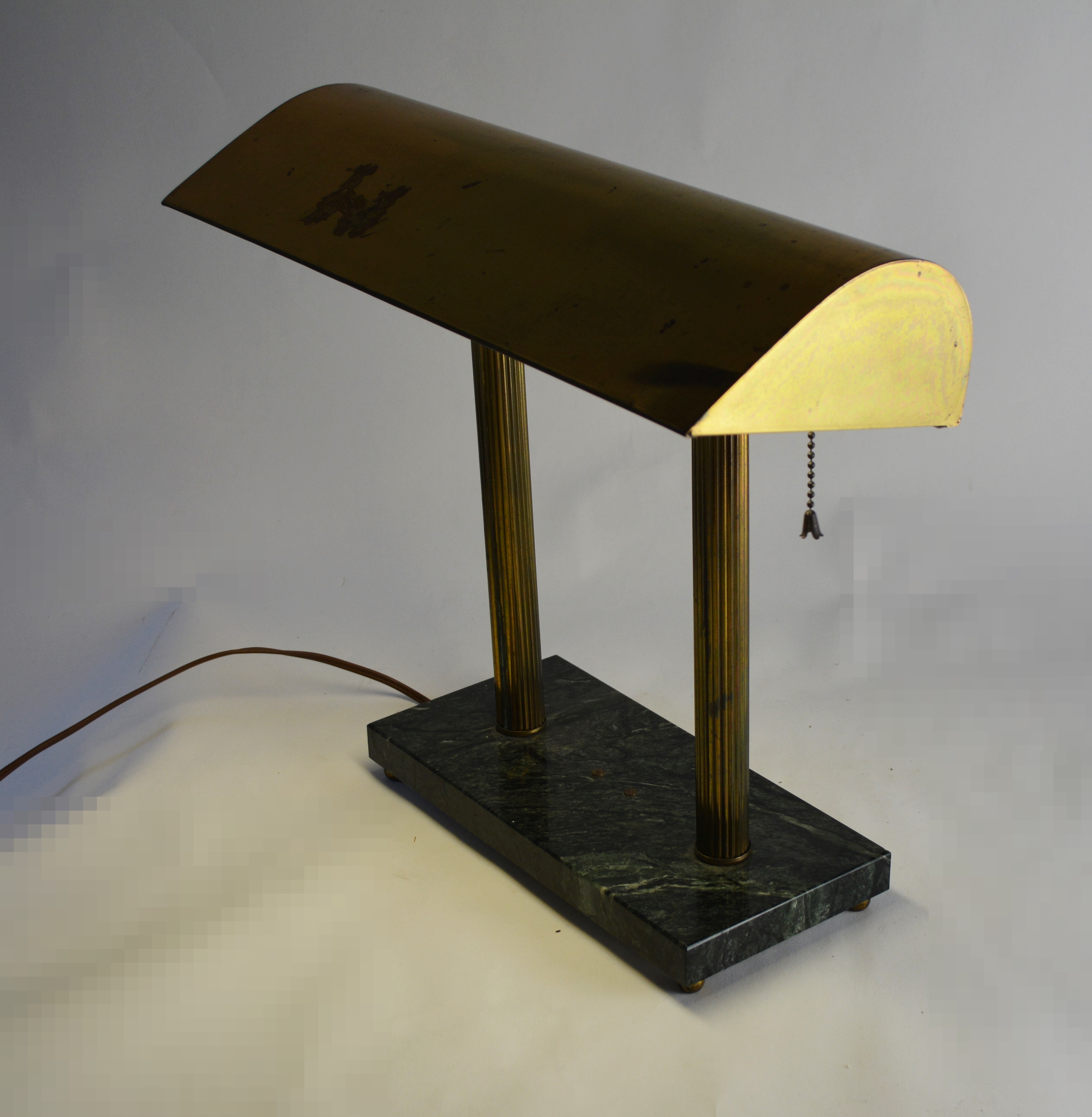 Antique Brass and Marble Desk Lamp