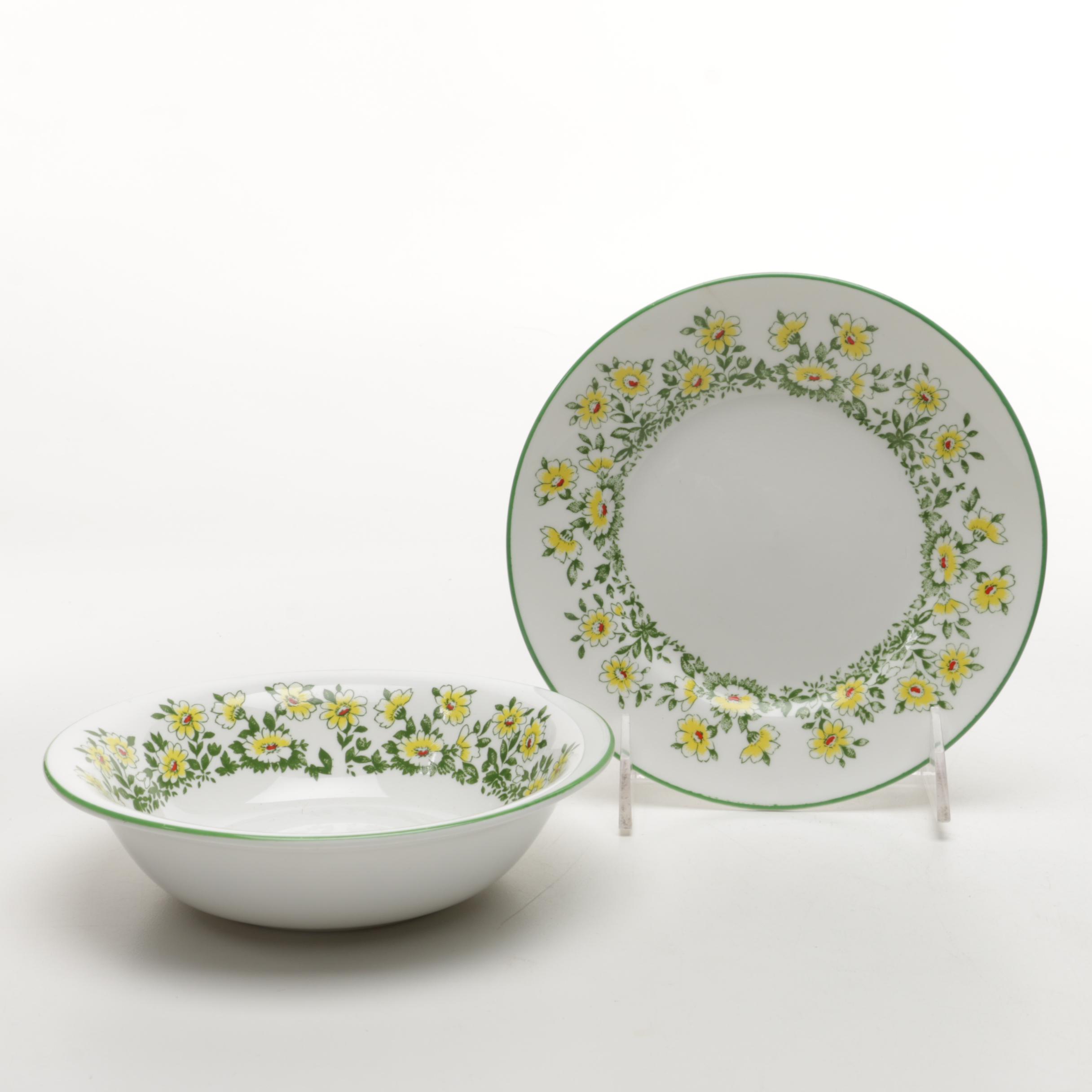 Crown Staffordshire Fine Bone China Yellow Daisy Dishware