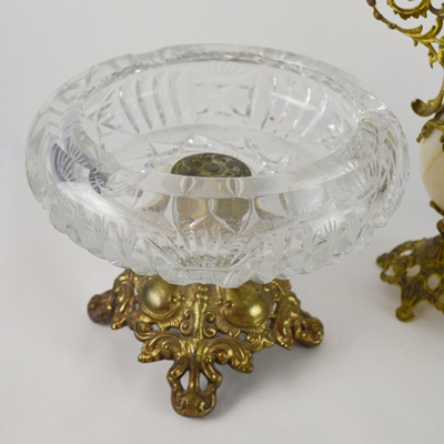 Vintage Brass Ash Receiver, Candle Sticks and Serving Utensils