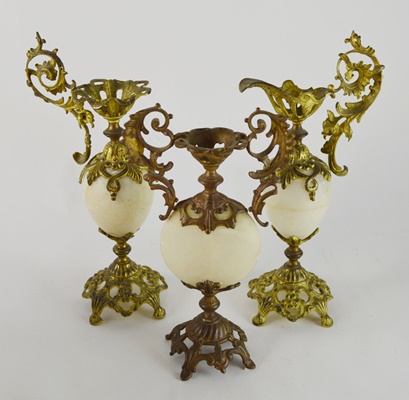 Vintage Brass Ash Receiver, Candle Sticks and Serving Utensils