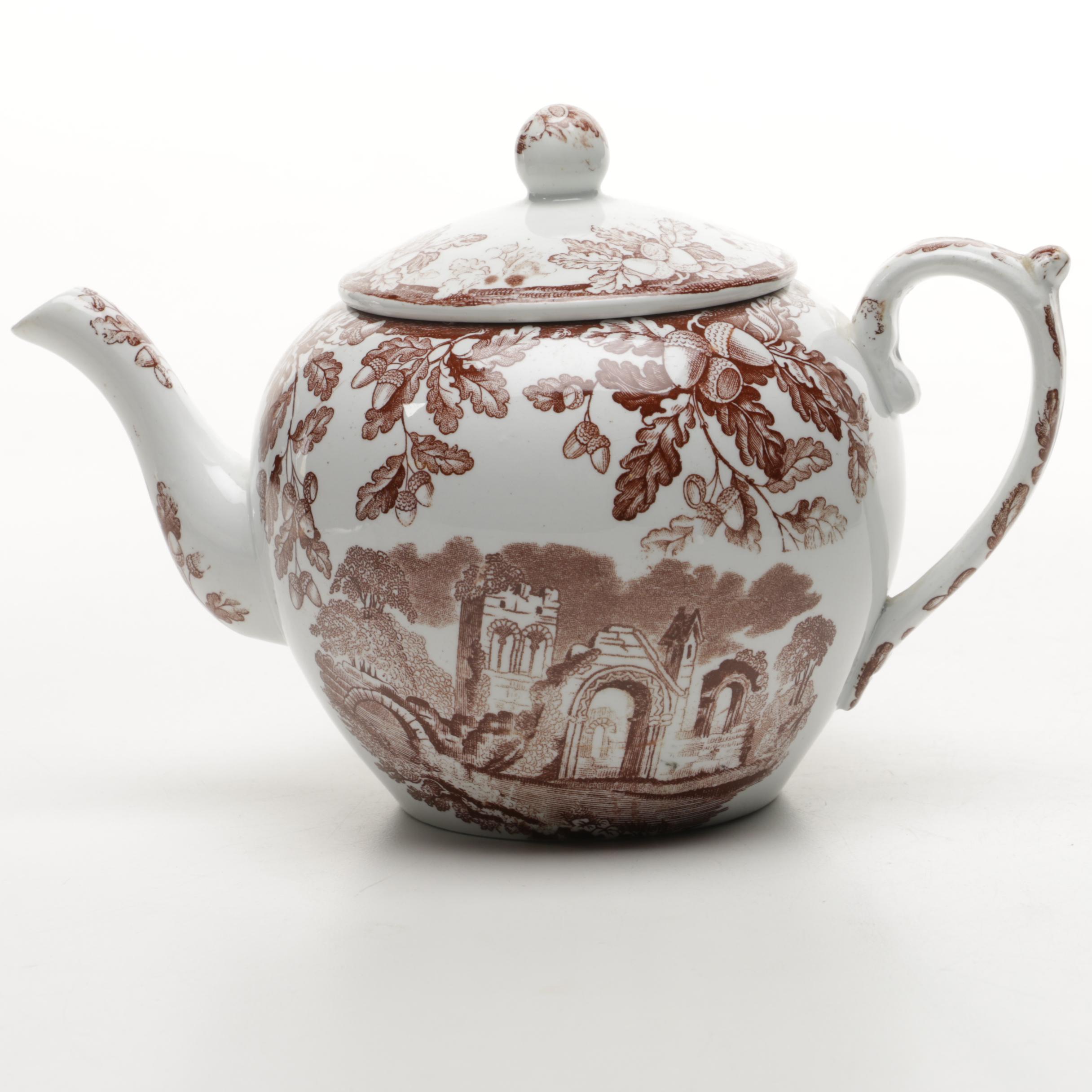 Late 19th Century W. T. Copeland  Teapot with Glass Coasters