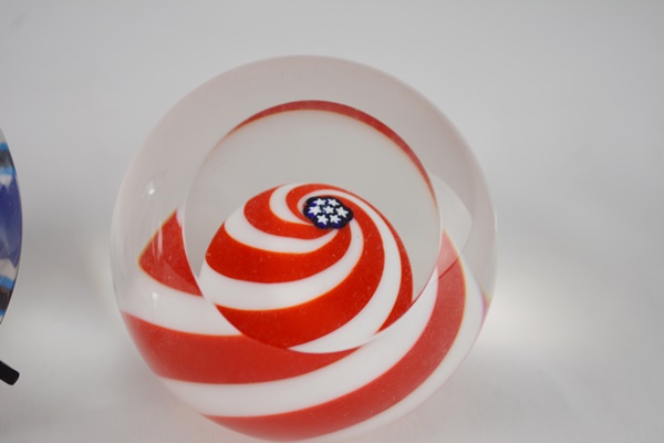 Glass Eye Blown Glass Paperweight and Ritzenhoff Blown Glass Clock